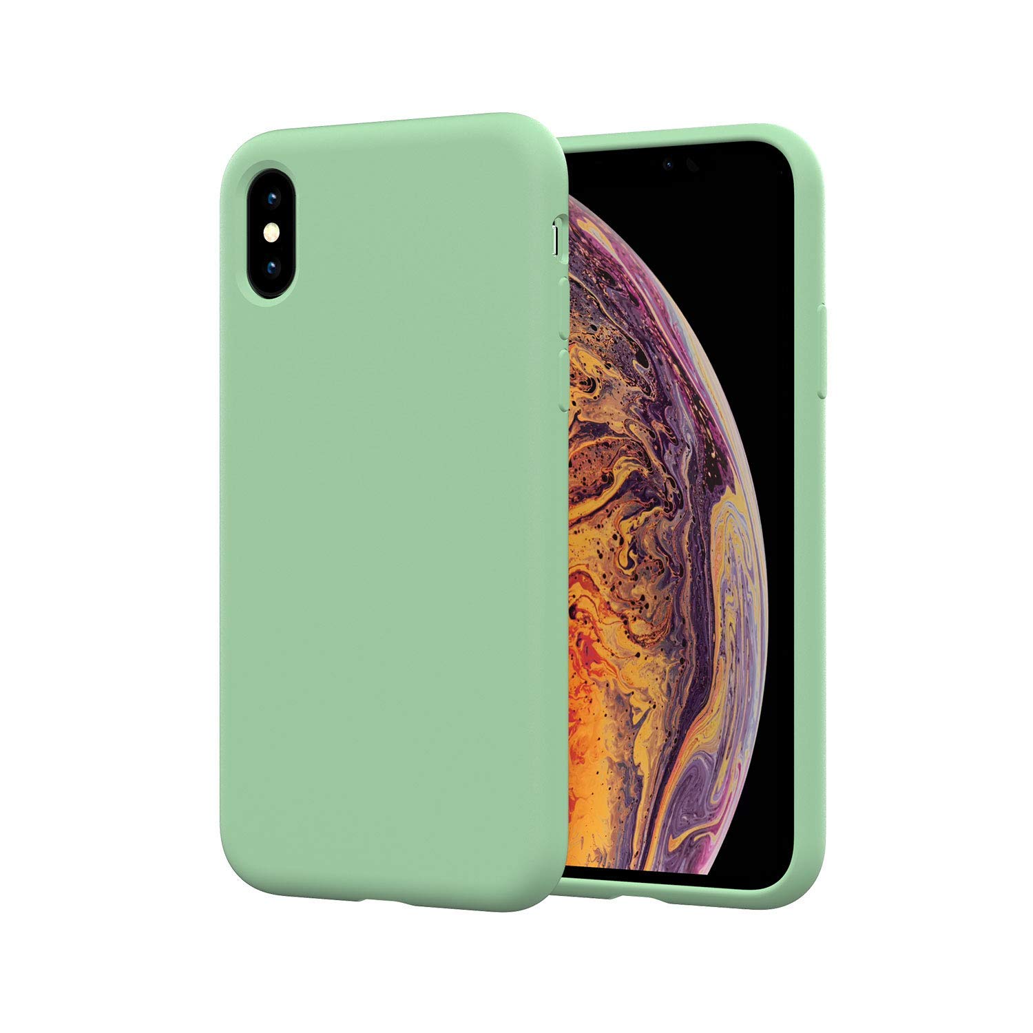 Deulec Soft Silicone Case - Back Cover with Micro Fiber Lining & Liquid Silicone Gel - for iPhone Xs Max (Mint Green)