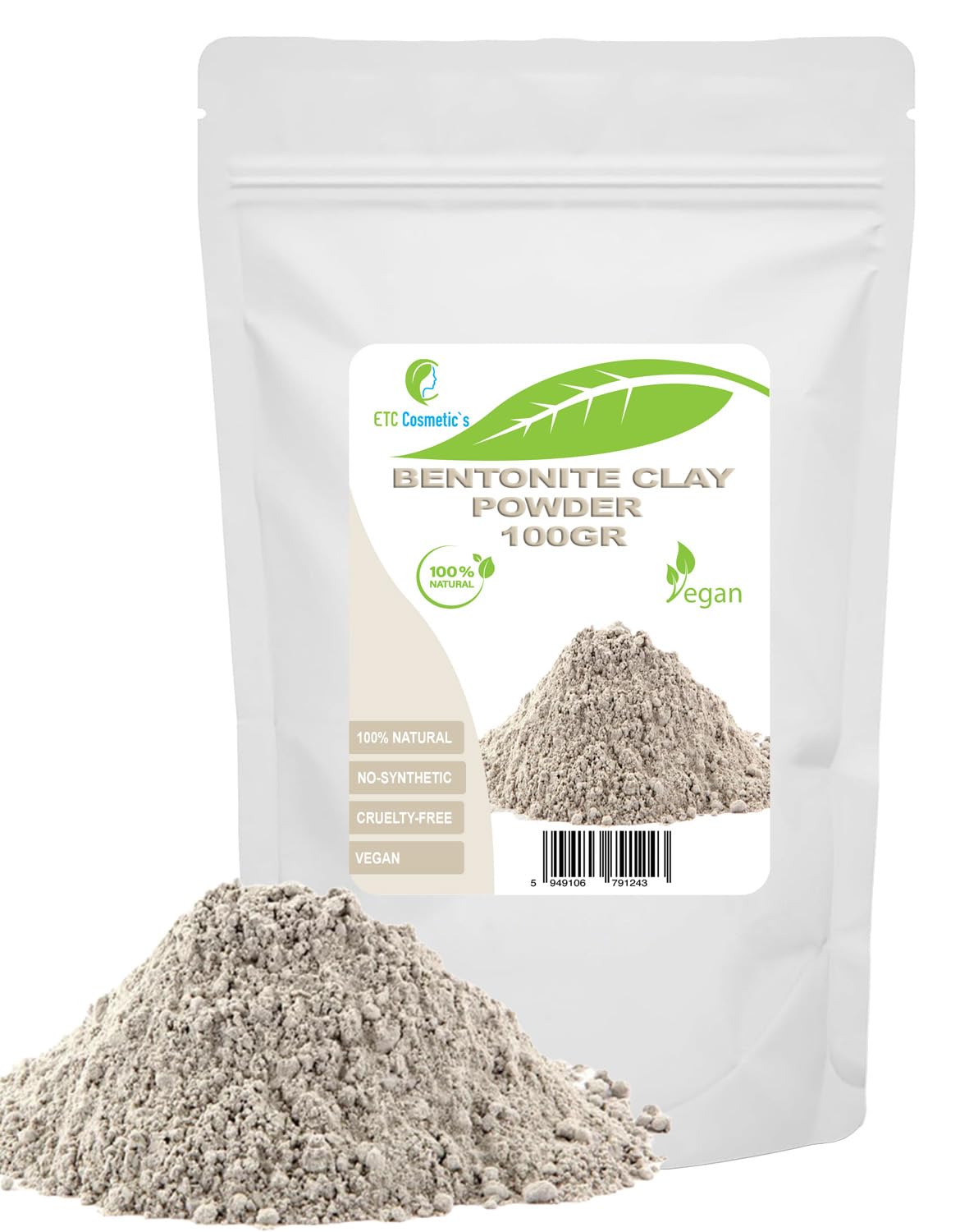 Proszek glinki bentonitowej - 100 gr - Maseczki do twarzy DIY, Maseczki do ciała, Maseczki do włosów, Delikatne peelingi i peelingi, Wyrób mydła, Przeciwstarzeniowe i ujędrniające skórę
