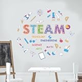 SUPERDANT Steam Wall Sticker Science Math Wall Decal Peel and Stick Large Size Classroom Vinyl Art Decals Home Decor for Playroom Kids Room Bedroom Dorm Livingroom Decoration Back to School