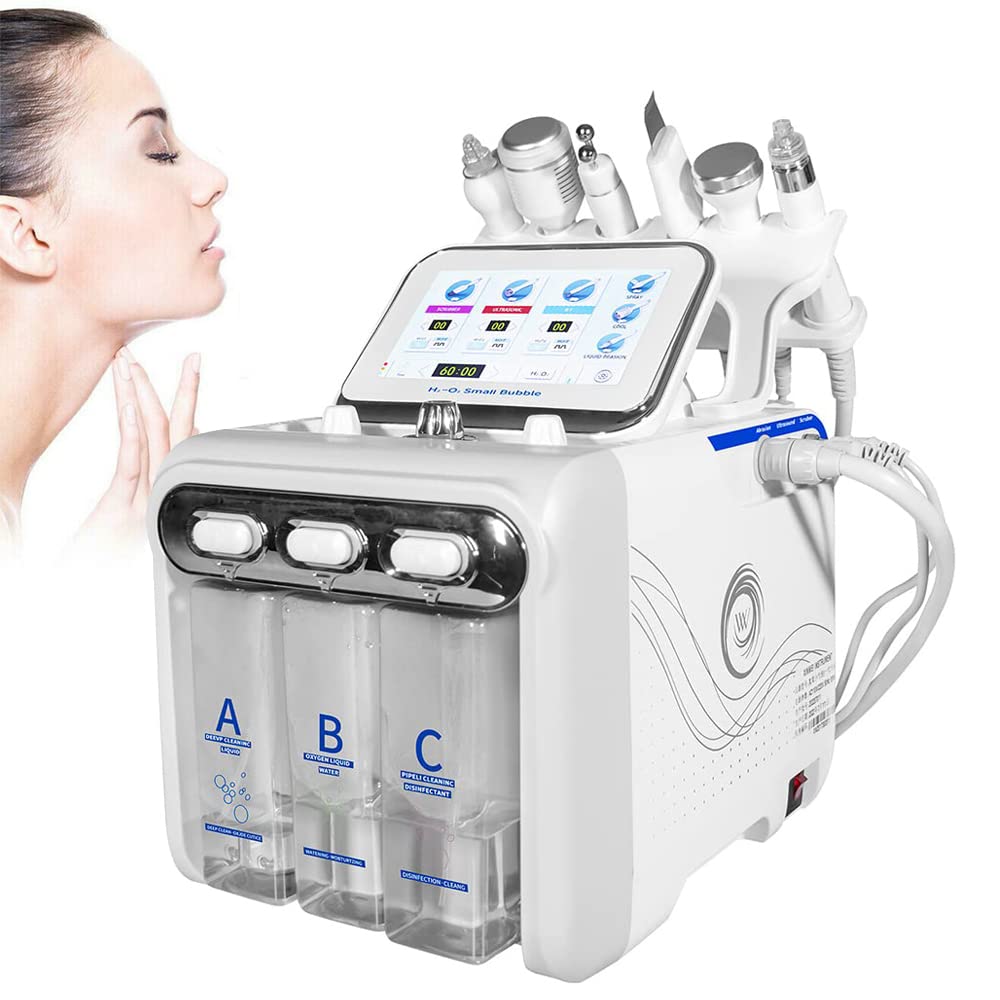 Sopalona 6 in 1 Hydrafacial Oxygen Facial Small Bubble Machine Multifunctional Hydro-dermabrasion Oxygen Sprayer Device Hydro-Dermabrasion Face Cleansing Skin Care Device