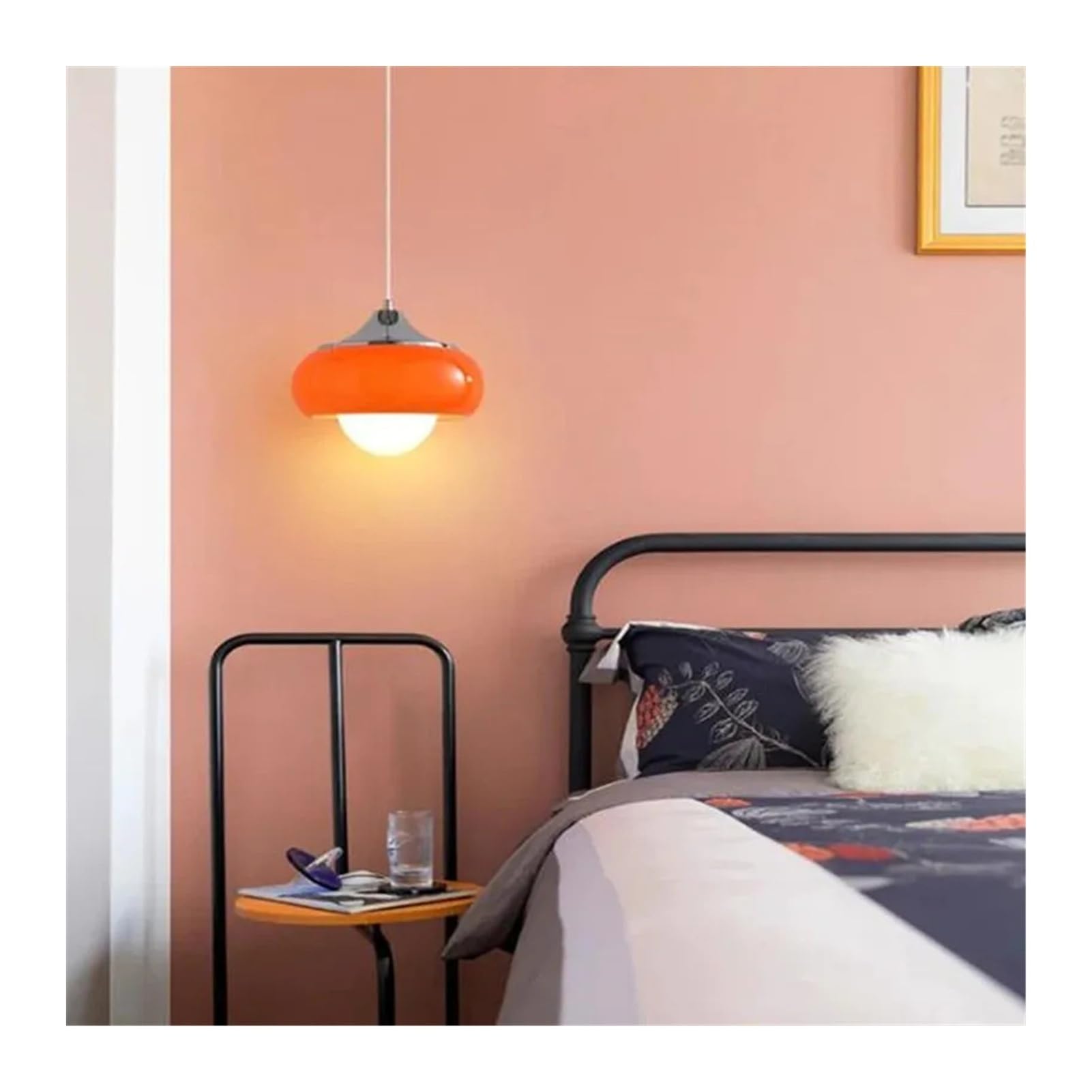 Bauhaus średniowieczny szklany żyrandol wiszący styl retro sypialnia stolik nocny salon design (czerwony, zimny)