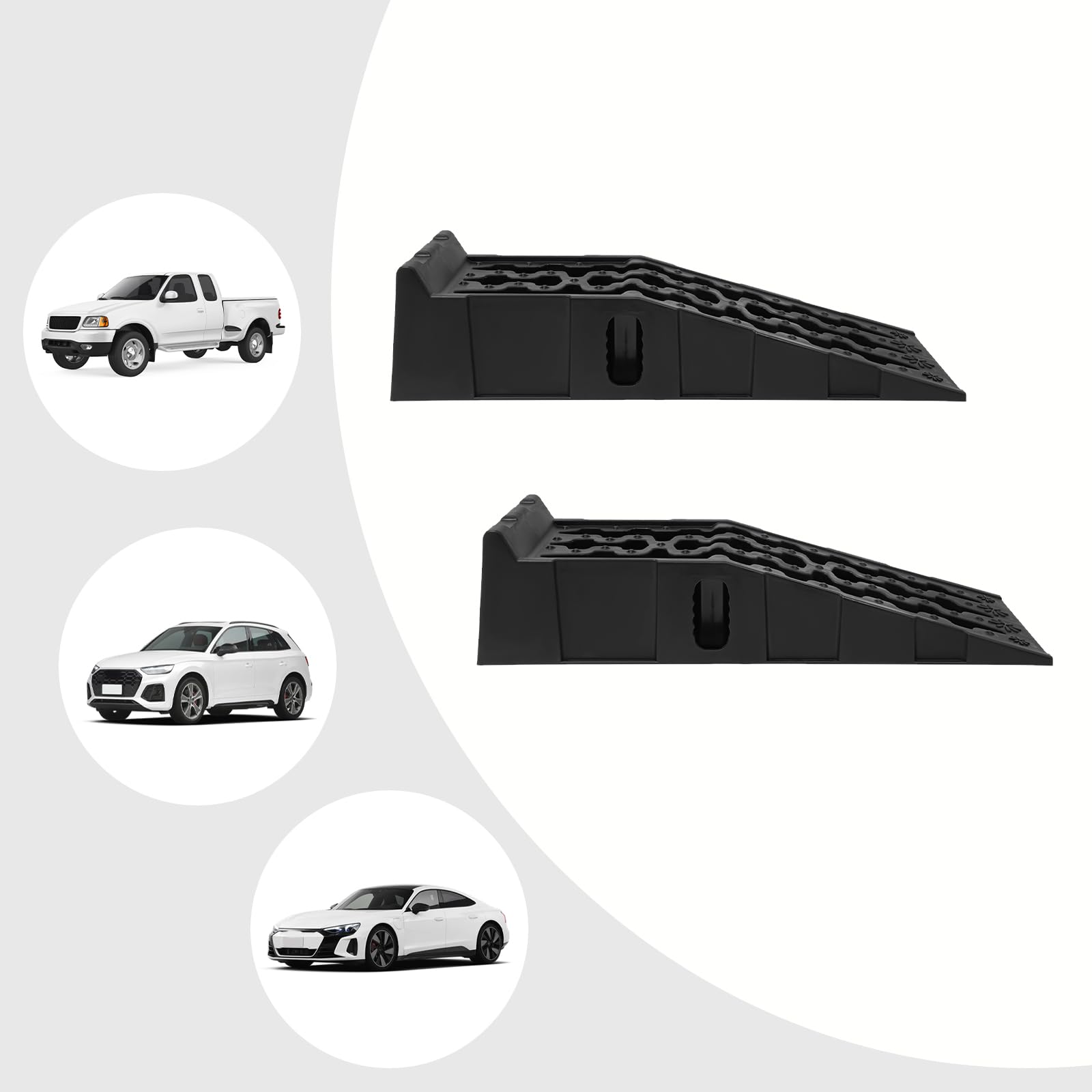 Rampa de carga para coches, elevador de coches 5T, rampa para coche de 245 mm de ancho de entrada con bloque antideslizante, cuñas de acceso para lugares, escalones de garaje, rampas de carga