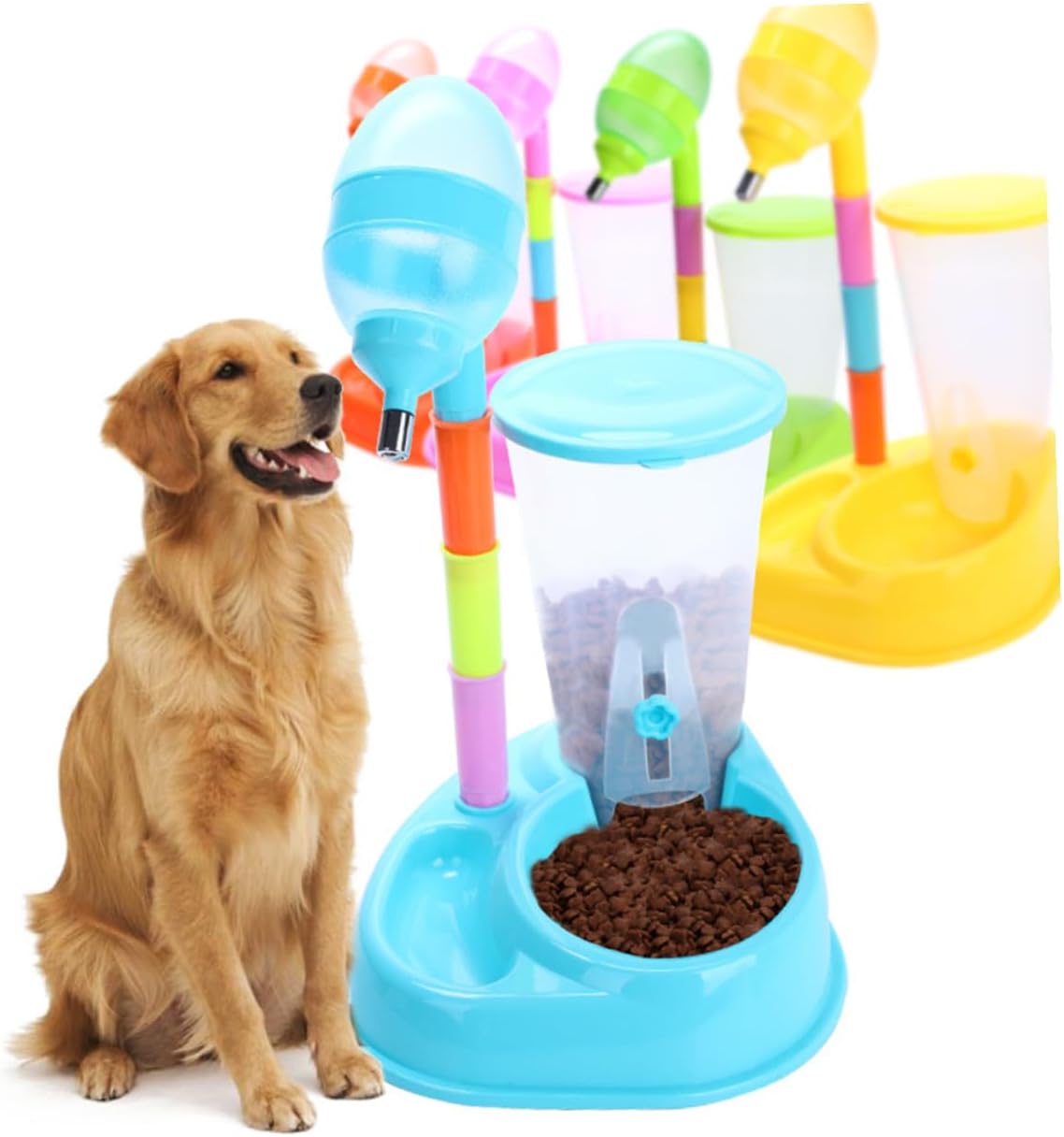 TOYANDONA Automatic Pet Feeder and Waterer Dual-Function Food Dispenser for Dogs and Cats, No-drip Pet Water Feeder Suitable for Home Use