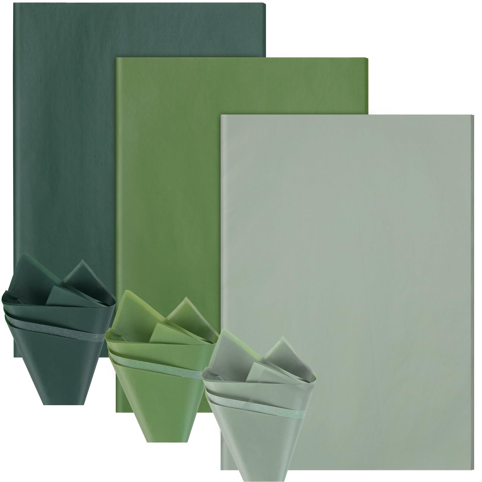 90 Sheets Bluish Green Gift Tissue Paper, 14'' x 20'' Gradient Forest Green Color Assorted Gift Wrapping Tissue for St.Patrick's Day Decor Shades of