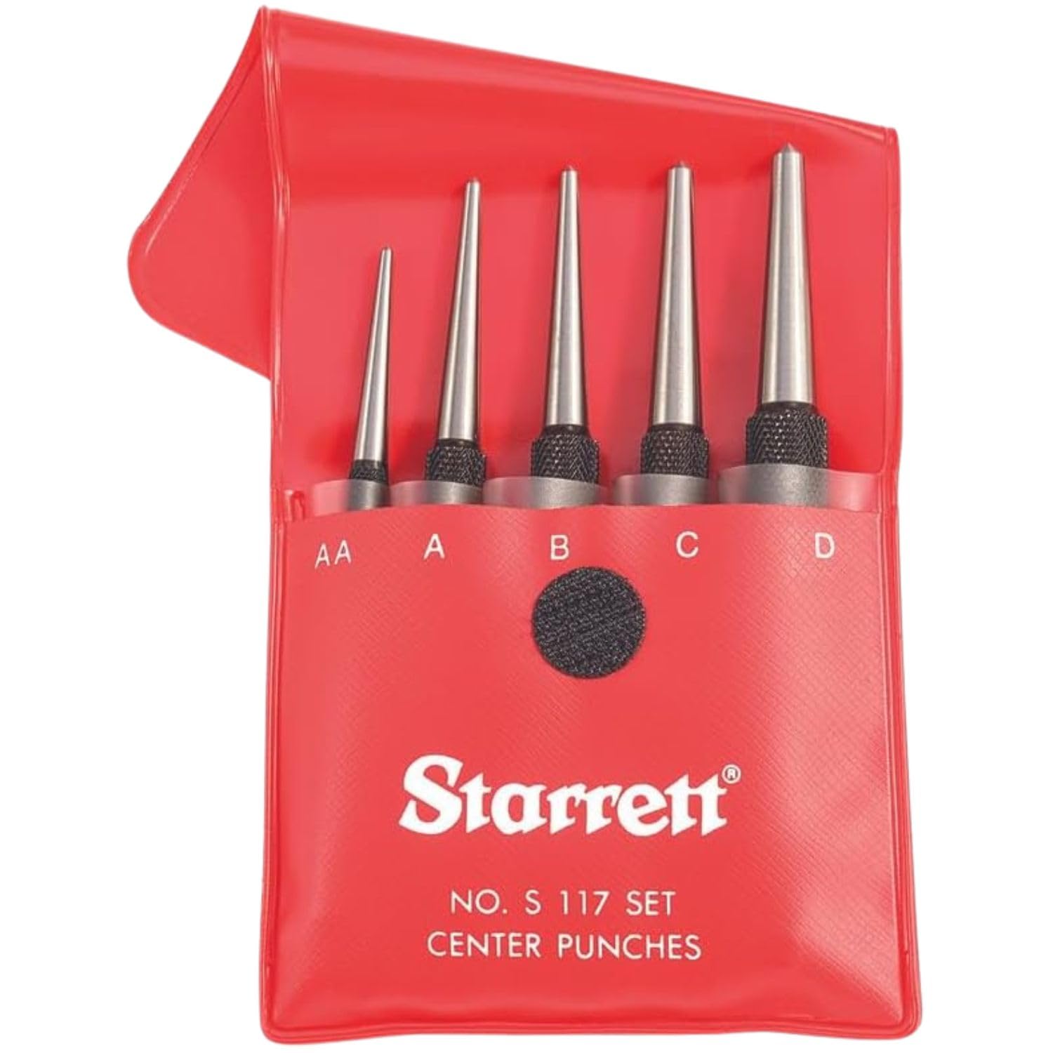 Starrett S117PC Körner Set, 1/16", 5/64", 3/32", 1/8", 5/32" Durchmesser, im Kunststoffkoffer