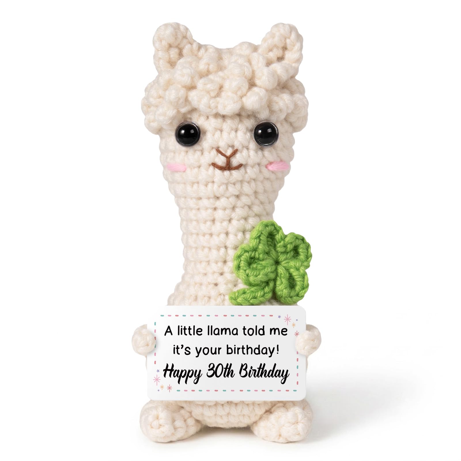 Leebbsin 30th Birthday Gifts for Women Men, Happy 30th Bday Decorations Crochet Llama Gift - A Little Llama Told Me It’s Your Birthday, 30 Year Old Bday Decor Keepsake Gifts for Mum Dad Friend Sister