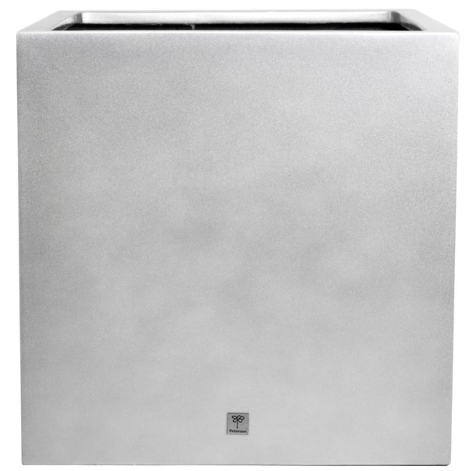 Primrose Fibreglass Cube Gloss Planter In Silver 50Cm from B&Q