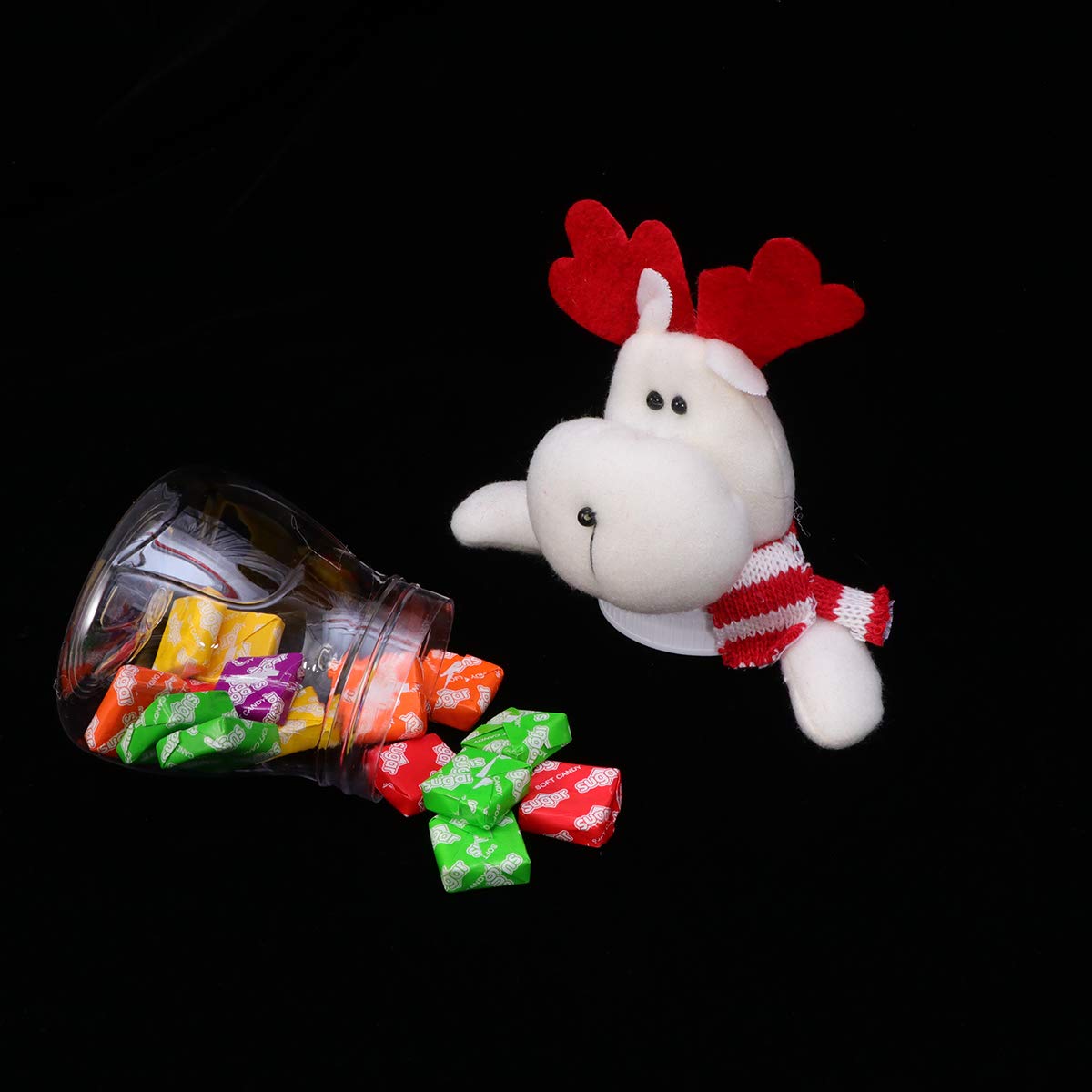 5pcs Christmas Candy Jars Decorative Containers Cartoon Elk Snowman Design for Storing Treats for Home Decor and Holiday Celebrations