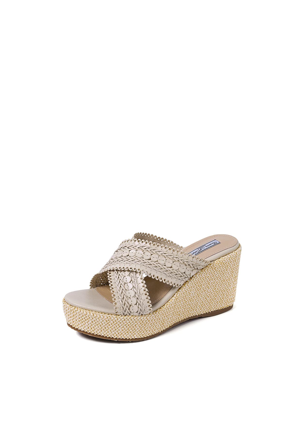 Sandali Con Zeppa Queen Helena BZ403 - Tomaia Fascia Incrociata, Sottopiede Ortholite, Tacco 6 Cm, Pelle Sintetica, Chiusura A Fibbia