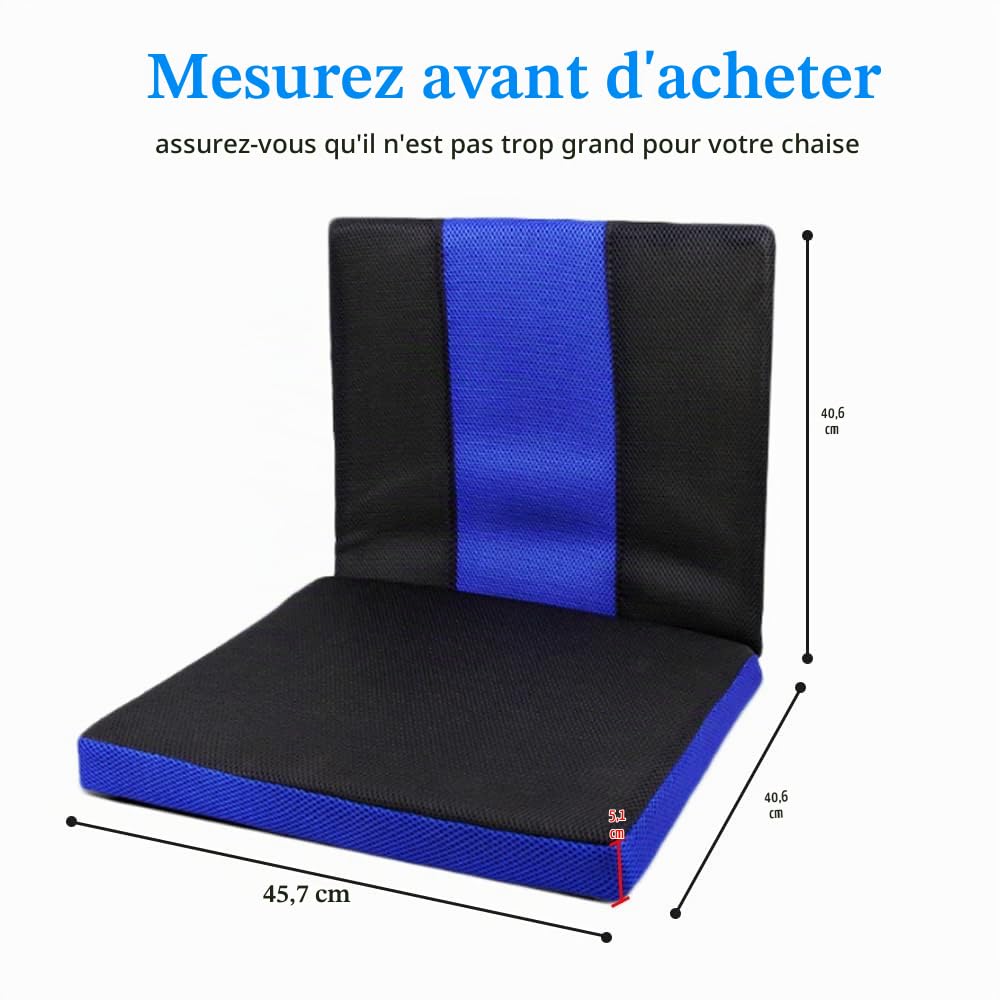 Coussin de siège et de Dossier pour Fauteuil Roulant pour Personnes âgées handicapées handicapés Accessoires de soulagement de la Pression, 40,6 x 45,7 cm