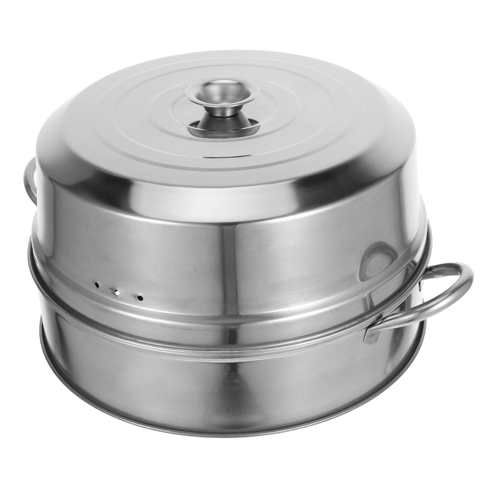 Cesta Vaporera de Acero Inoxidable con Tapa, Plata, para Cocina