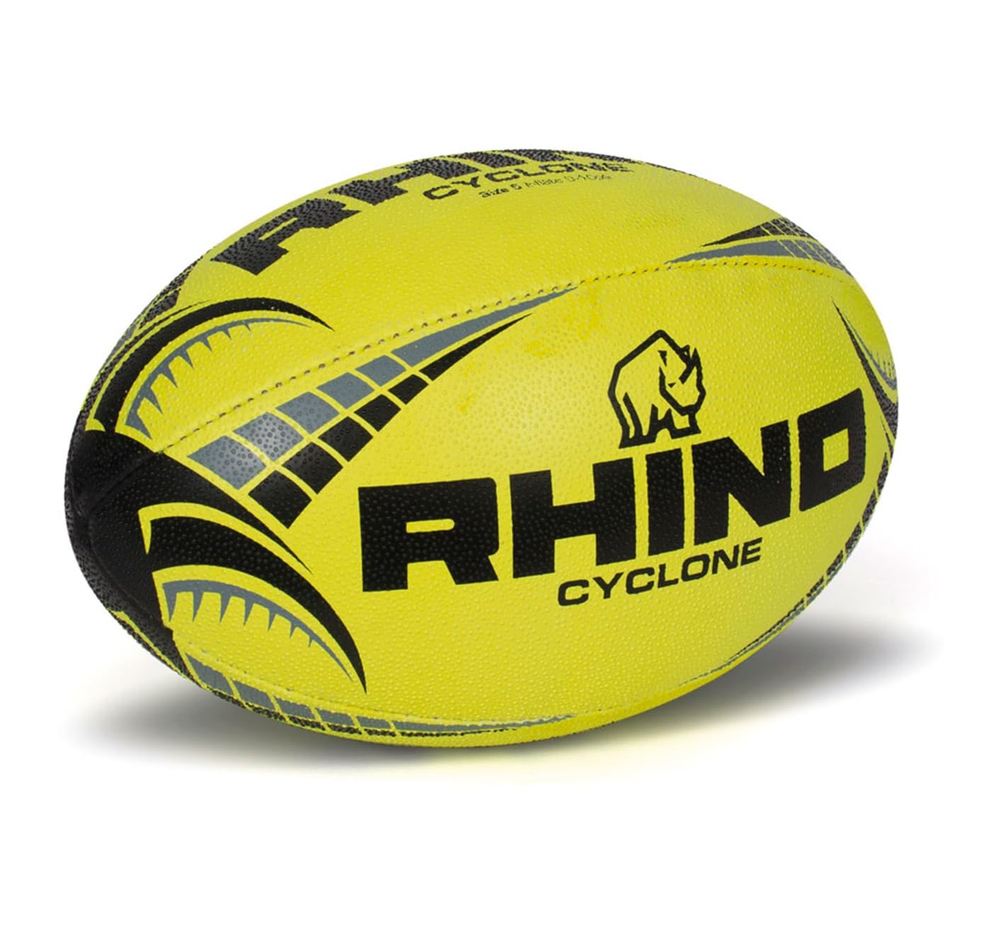 Sports Innovation Ltd Rhino Cyclone Rugby Ball Fluo Yellow - Various Sizes 3,4 or 5 (Size 5)