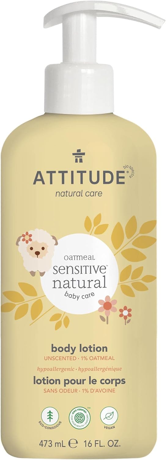 ATTITUDE Body Lotion for Baby with Sensitive Skin, EWG Verified, Plant and MineralBased