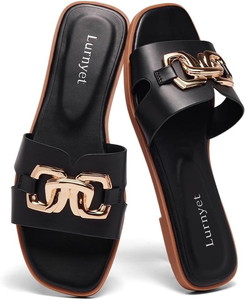 Womens Dressy Comfortable Leather Flat Summer Casual Sandals