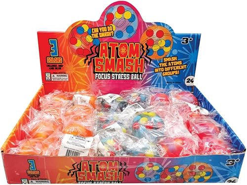 Miniatura 3 de Raymond Geddes - Pelotas antiestrés Atom Smash Focus (paquete de 24)  Pelotas para apretar con orbes giratorios, juguetes novedosos y esponjosos