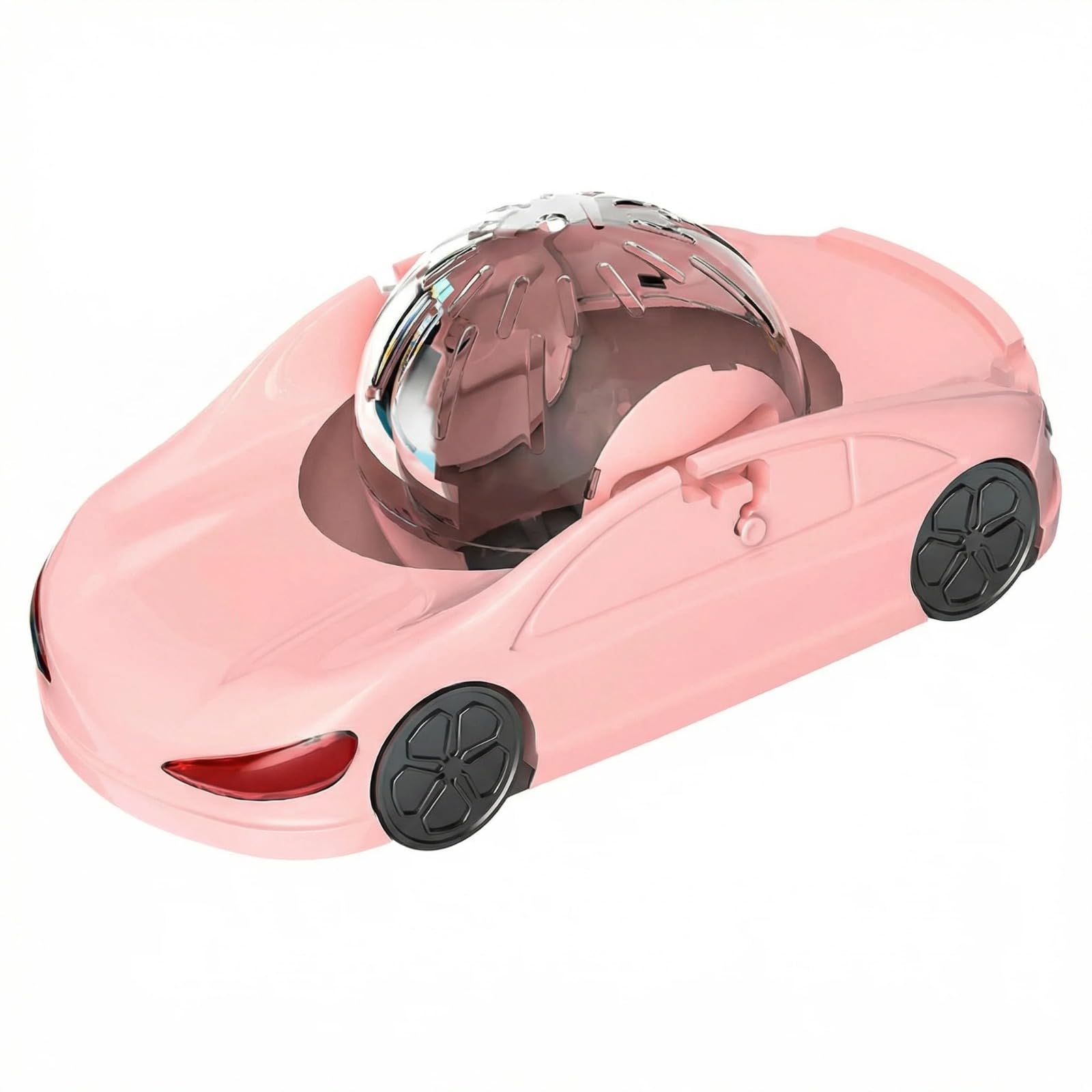Hamster Exercise Ball Sports Car 2-in-1 Hamster Car Toy with Detachable Transparent Ball Funny Exercise Running Wheel for Body Length 5-8cm or Less Small Animals for Indoor Play Daily Activity (Pink)