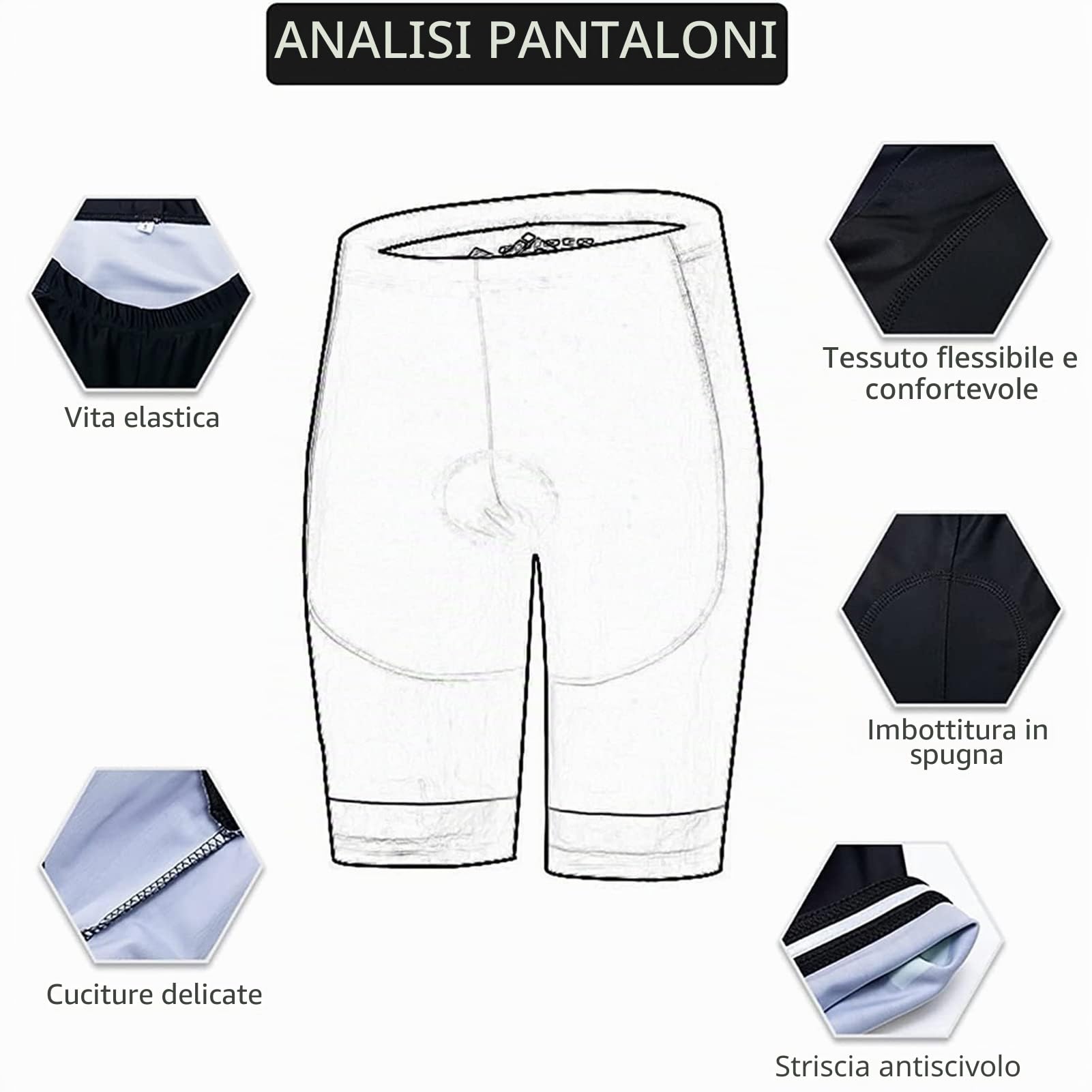 Abbigliamento Ciclismo Set Manica Corta Tuta Ciclismo Uomo Tuta da Bicicletta MTB Estiva da Uomo, Con Pantaloncini Imbottiti in Gel Traspirante e Ad Asciugatura Rapida