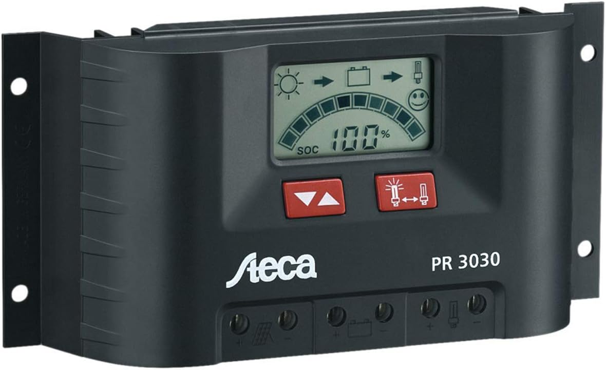 Steca Solar Panel Charge Controller/Regulator with LCD Display and Direct Output for 12 V Loads (Pack of 1), PR3030