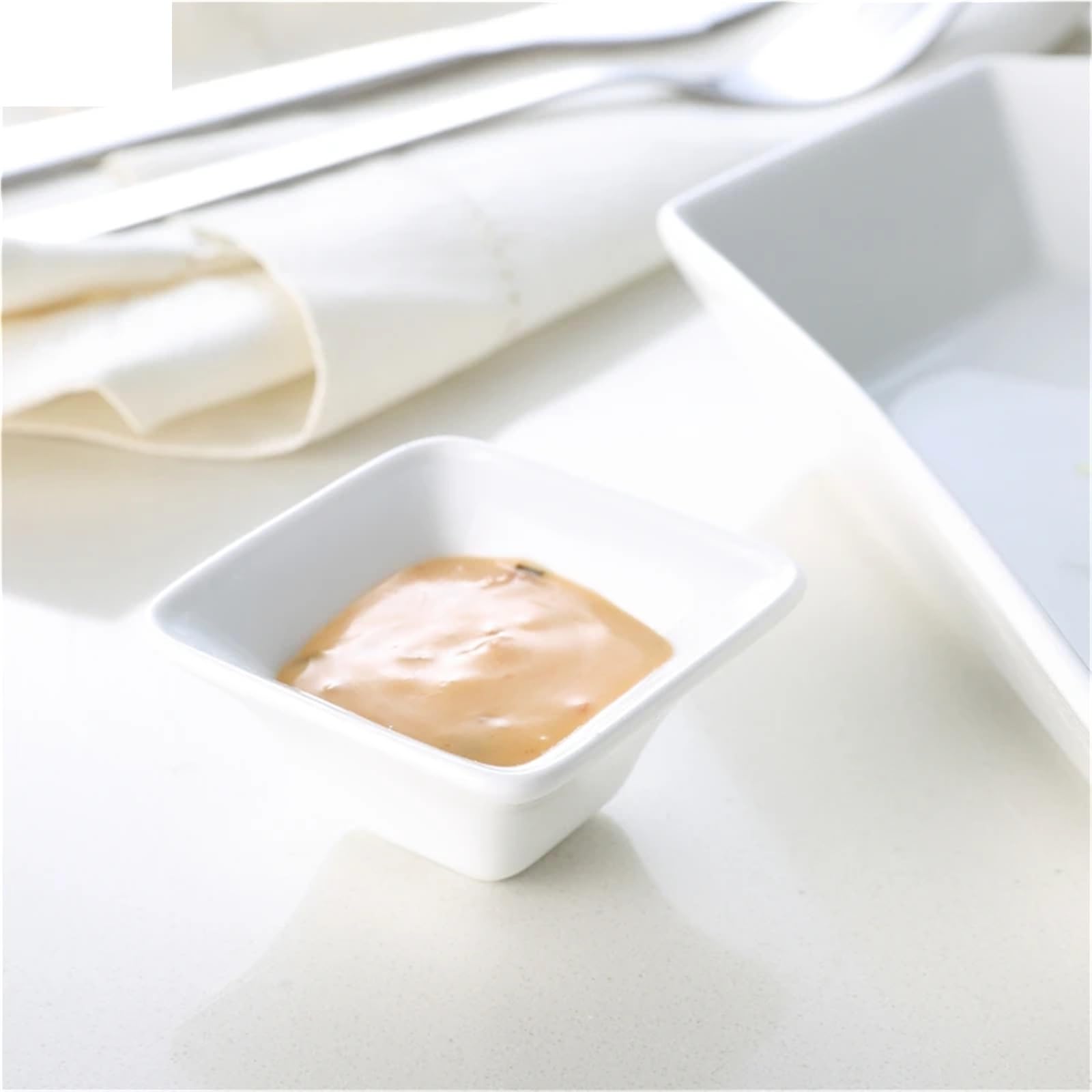 6 ciotole quadrate in porcellana per tapas e salse, per snack, salsa di soia, wasabi, ideali per colazione, buffet, hotel e intrattenimento