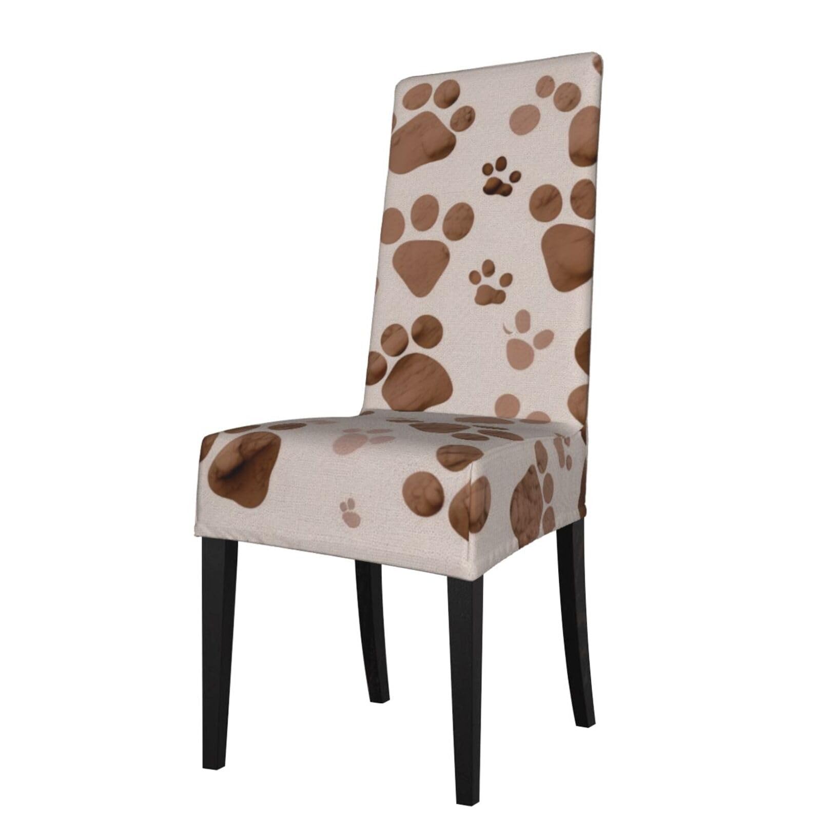 WPKJU Dog Bones Paw Prints Print Dining Chair Covers Removable Chair Seat Covers Decorative for Kitchen & Bar Stools