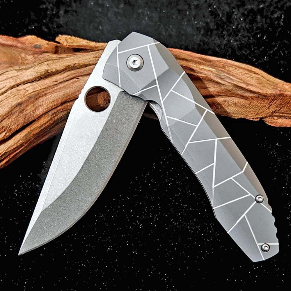 Klappmesser 8.66" Taschenmesser Robust aus Titan & Keramiklager Stahl outdoor messer survival, Praktische edc messer Jagdmesser Camper scharfes einhandmesser, Titanlegierung pocket folding neck knife