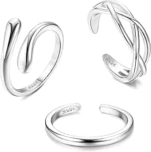 Amazon.com: ZELORES 3Pcs 925 Sterling Silver Toe Rings for