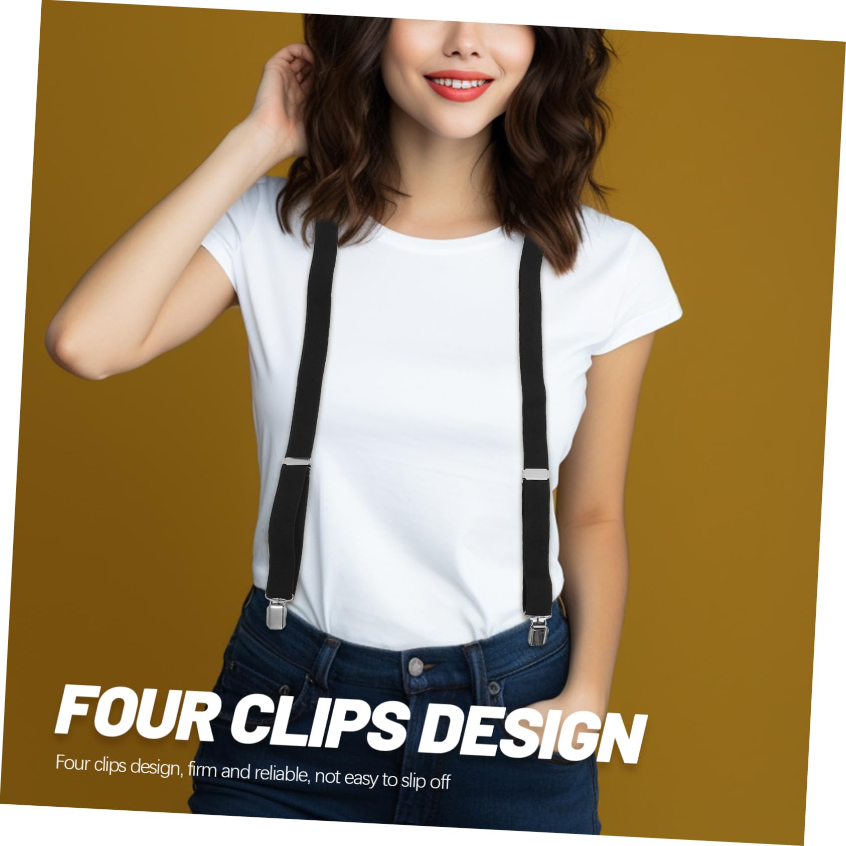 Healeved Men's Suspender for Jeans Trousers Elastic x Back Straps Heavy Duty Comfortable Versatile for Pants