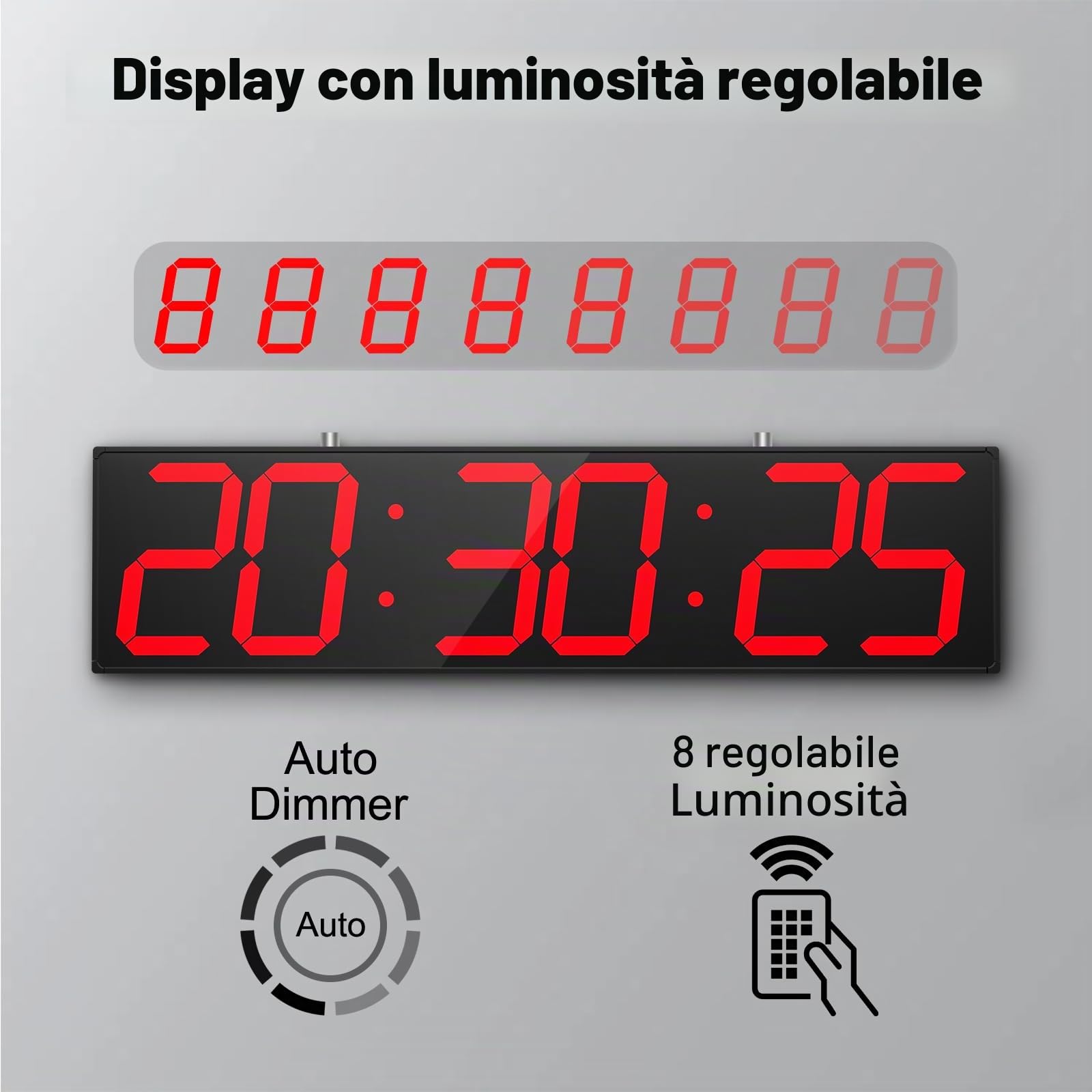 CHKOSDA Orologio da parete digitale bifacciale da 70,1 cm, grande orologio a LED multifunzionale con timer, visualizzazione della temperatura e della data, orologio digitale da appendere per corridoi