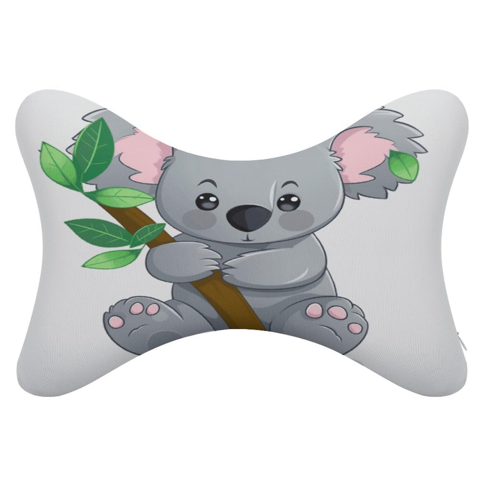 FekiLoot Green Leaf Koala Car Headrest Set of 2,Softness Memory Foam Car Neck Pillow with Breathable Removable Cover Car Neck Support Pillow Ergonomic for Driving, Office