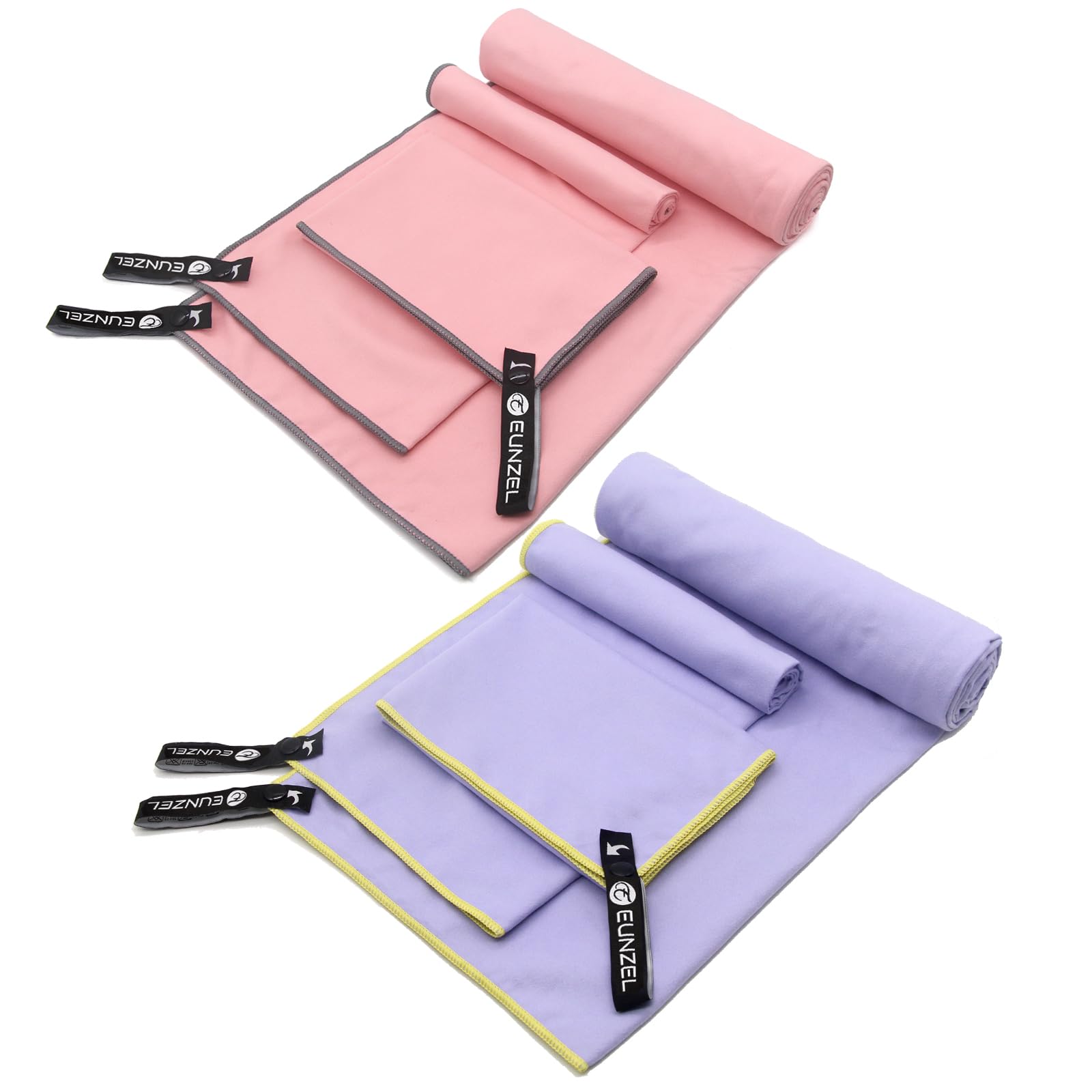 Eunzel 2 Set Quick Dry Camping Towel, Microfiber Travel Towel Super Absorbent Fast Drying Towel for Camping, Beach, Gym, Backpacking & Swimming(Two 3-