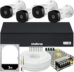 Kit Cftv 4 Cameras Full Hd VHL 1220 Dvr Intelbras 3004-C 1TB