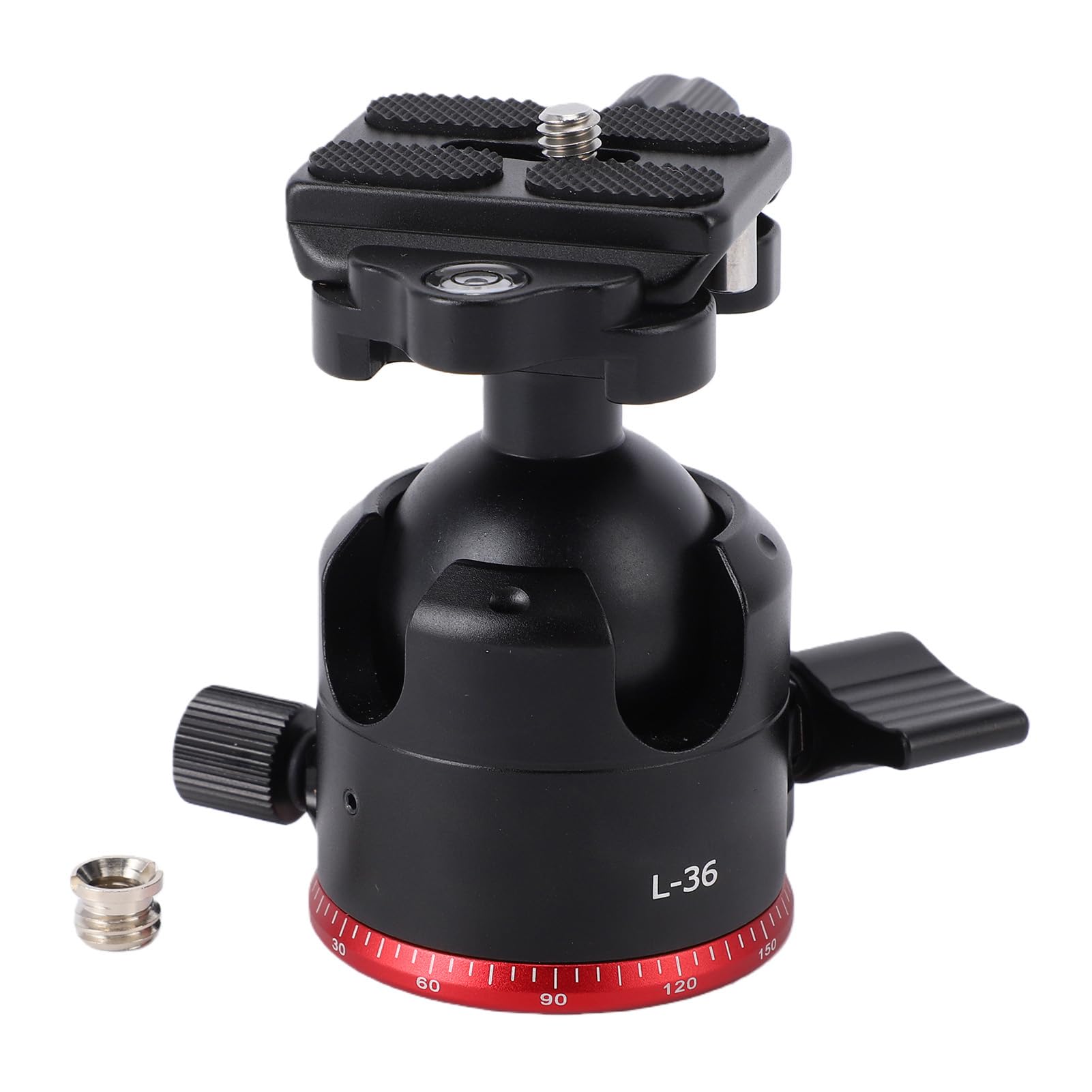 Zunate Testa a Sfera Panoramica a 360°, con Livella a Bolla e Piastra a Sgancio Rapido, Attacco per Treppiede con Filettatura 3/8" per Fotocamera DSLR, Carico 6 Kg, Lega di Allumi