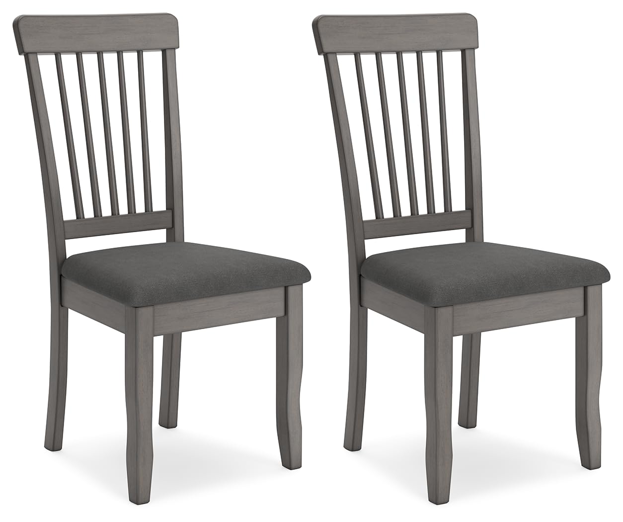 Signature Design by Ashley Shullden Casual Dining Room Side Chair with Spindle Back, 2 Count, Gray.   Incomplete 