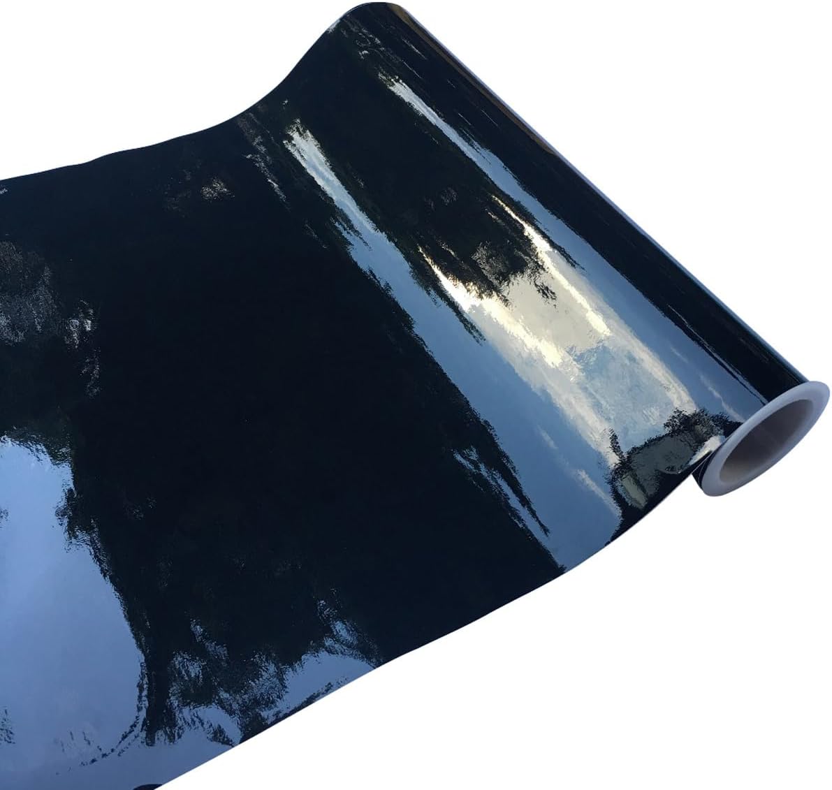 Queenbox 19.6x59in Glossy Vinyl Car Wrap PVC Self-Adhesive Air-Release Vehicle Paint Replacement Film for DIY Automotive Exterior Interior Decal, Black