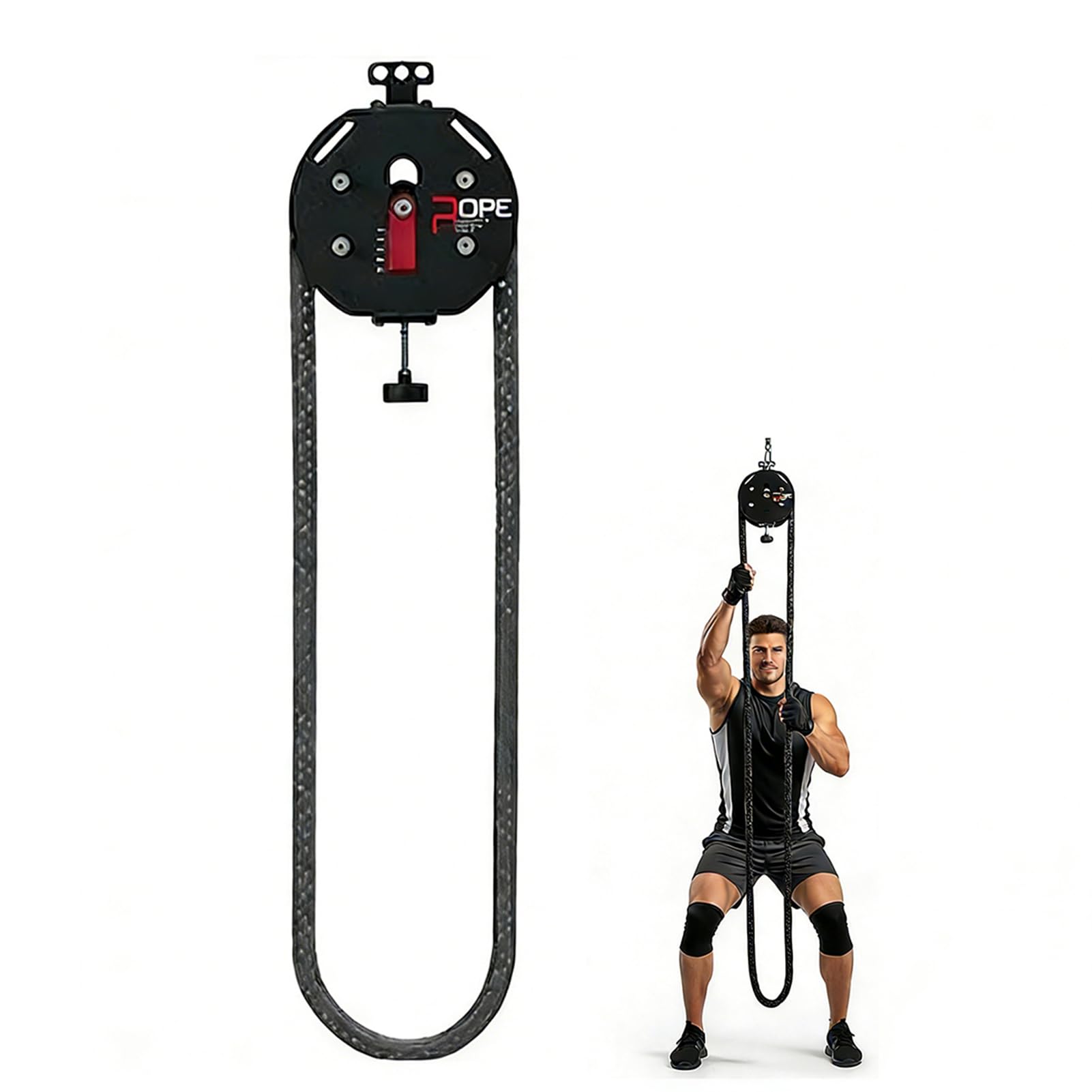 SULQING Cable Machine Endless Rope Trainer, 13ft Nylon Rope, 30kg Adjustable Resistance, Portable Pulley Trainer for Home Gym Fitness