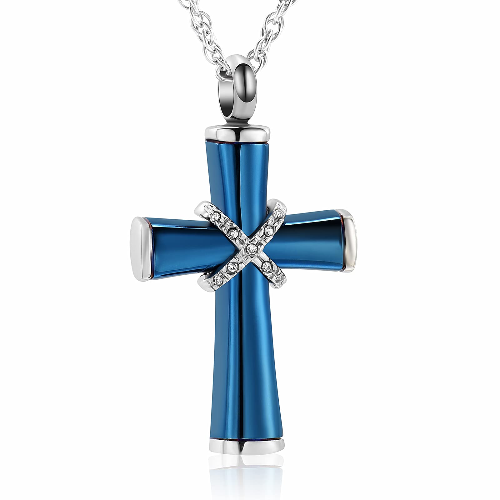 shajwo Cremation Jewelry Cross Urn Necklaces for Ashes Crystals Keepsake Memorial Locket Pendant Ash Holder for Human Pet
