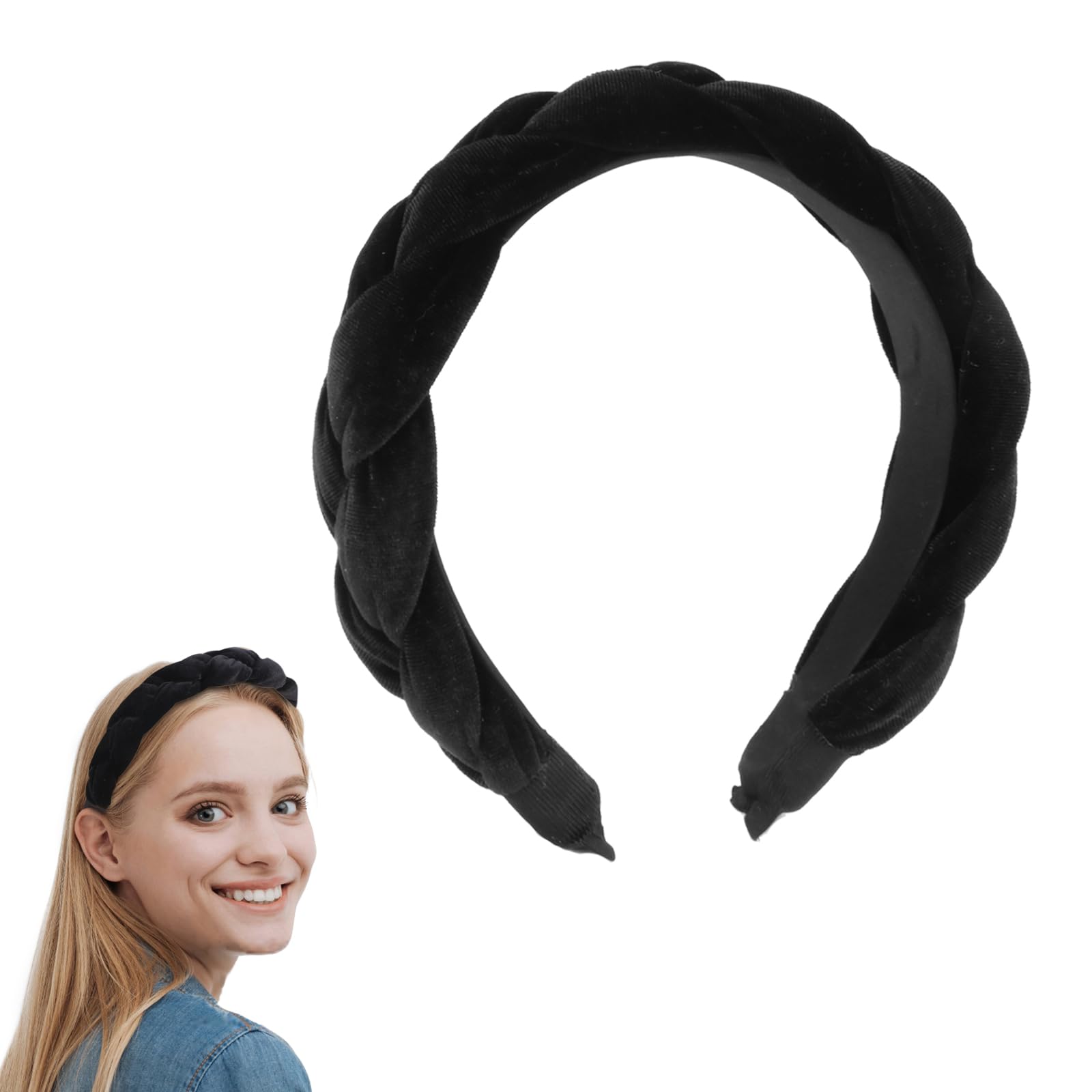 Set 3 Fasce In Velluto Per Capelli Con 3 Clip A Perla – Larga, Antiscivolo, Morbida, Rosa Coreano, Rosso Vino, Nero