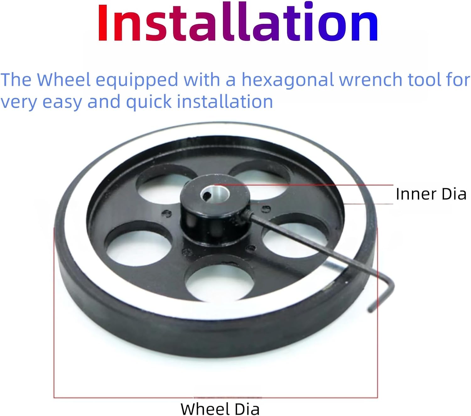 64mm Metal Drive Wheel Inner Dia 8mm Aluminum Master Wheels Rubber Tires for Smart Robot Chassis Car 1Pc