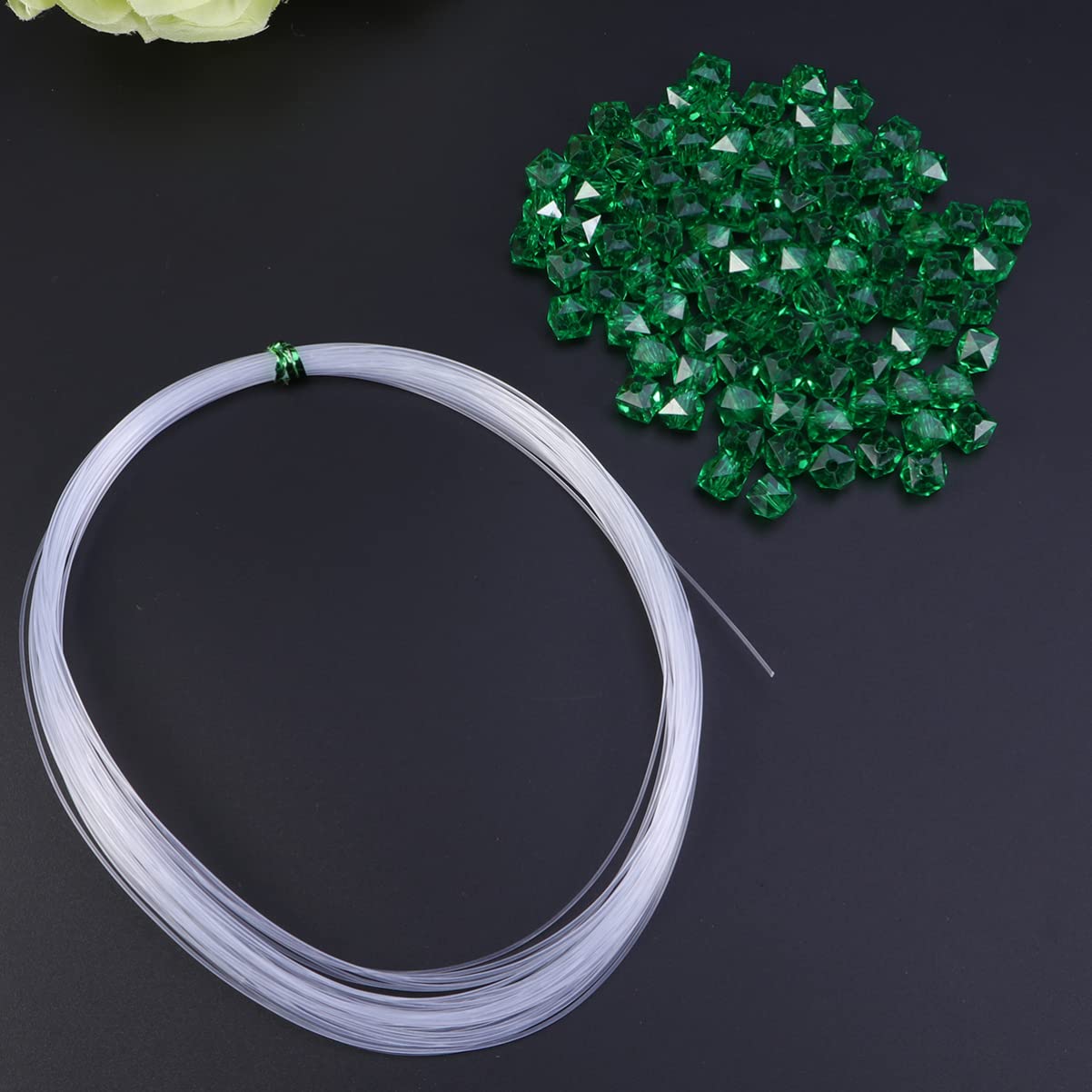 Milisten Milisthen 950pcs 10mm Transparent Acrylic Plated Charms Connector Loose Spacer Beads for Jewelry Making Bracelets Crafts (Green) - Image 2