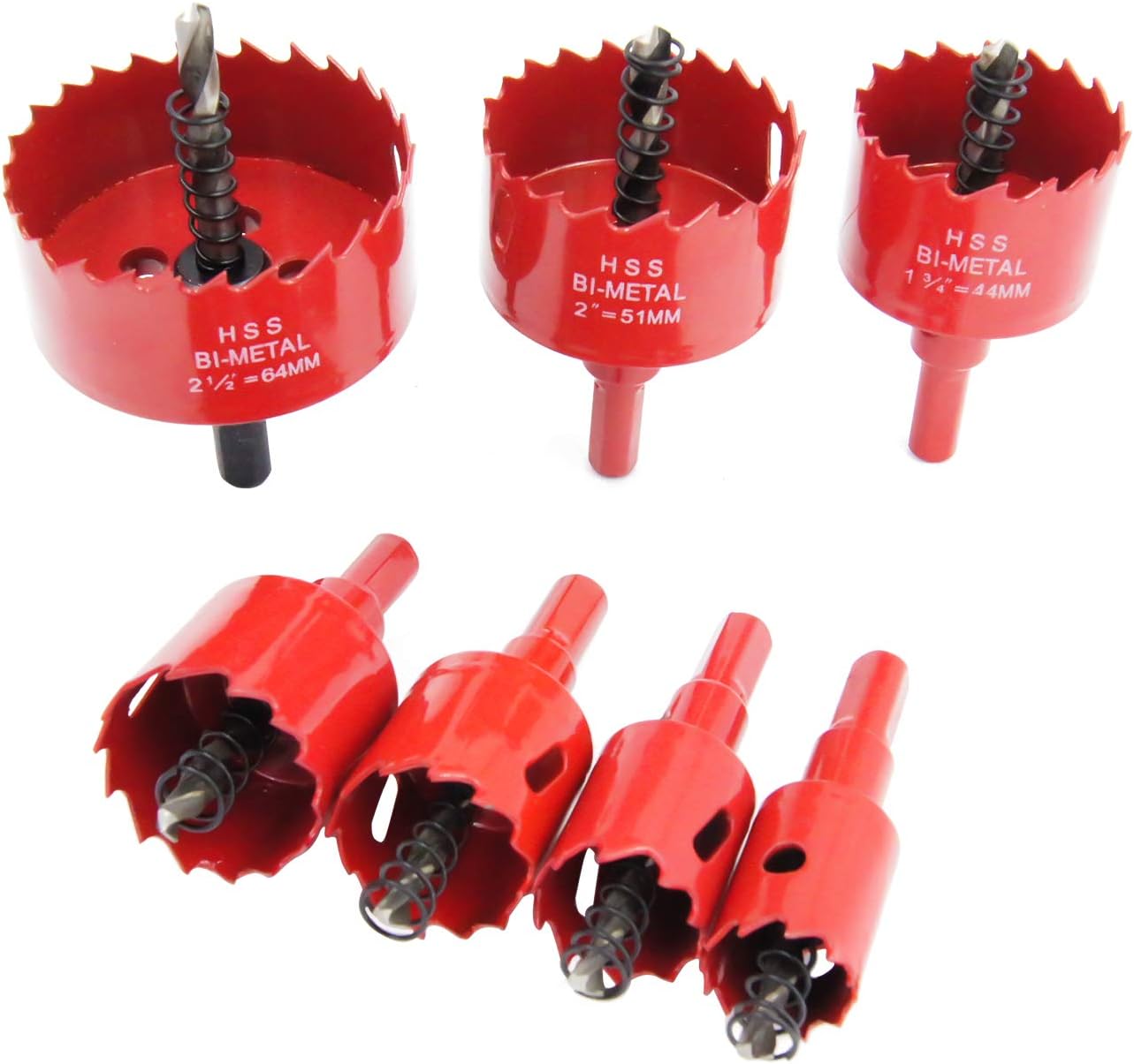 Bi-Metal Hole Saw Kit, 7 Pcs 7/8" to 2-1/2" General Purpose Hole Saw Drill Bits, HSS Hole Cutter with Arbor for Wood, Plastic, Drywall, Size(22,25,28,35,44,51,64)