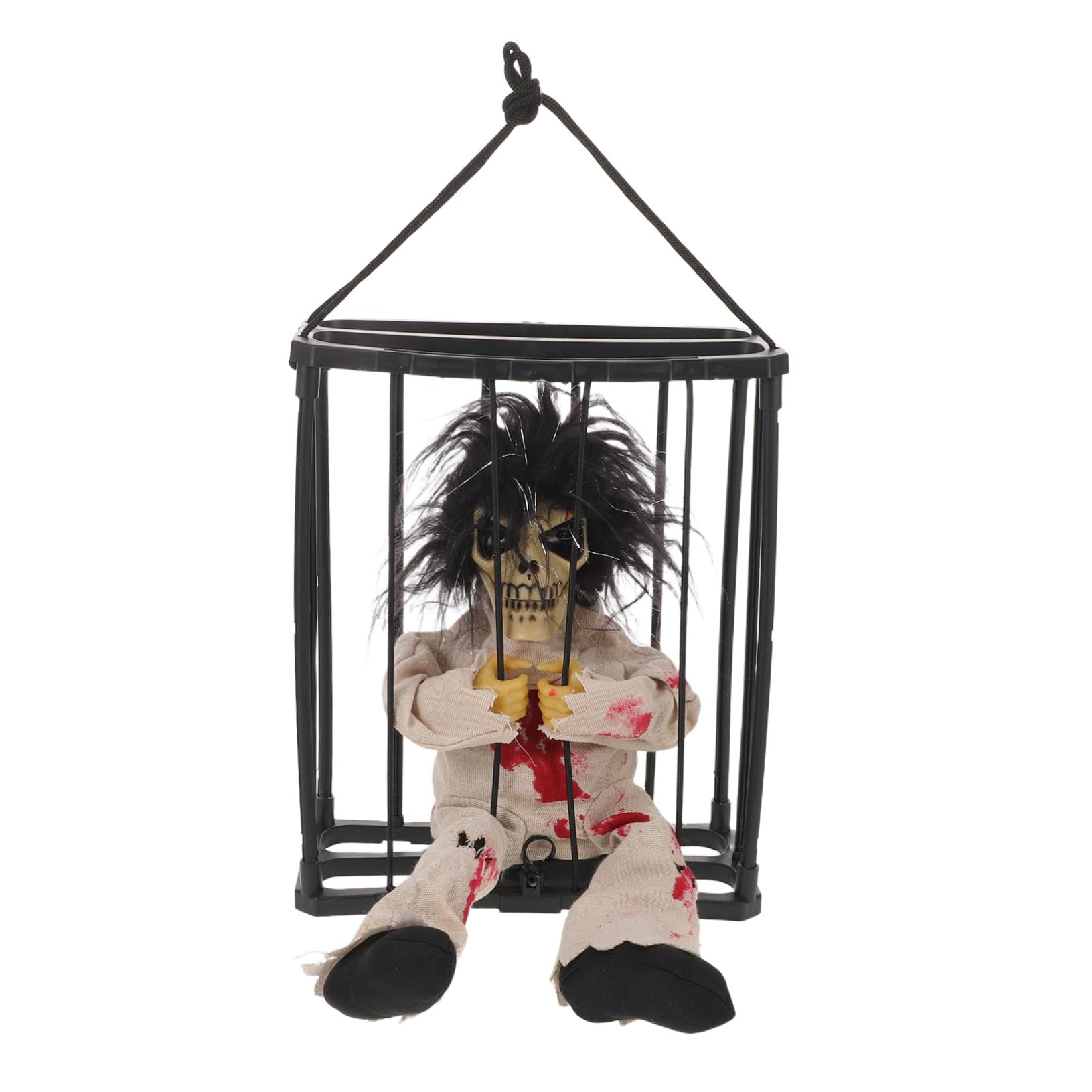 Decorazione Halloween Animata Scheletro Gabbia con Suono Spettrale Sensore Attivato Fantasma Appeso Leopardo per Interni ed Esterni Ornamento Illuminato e Spaventoso