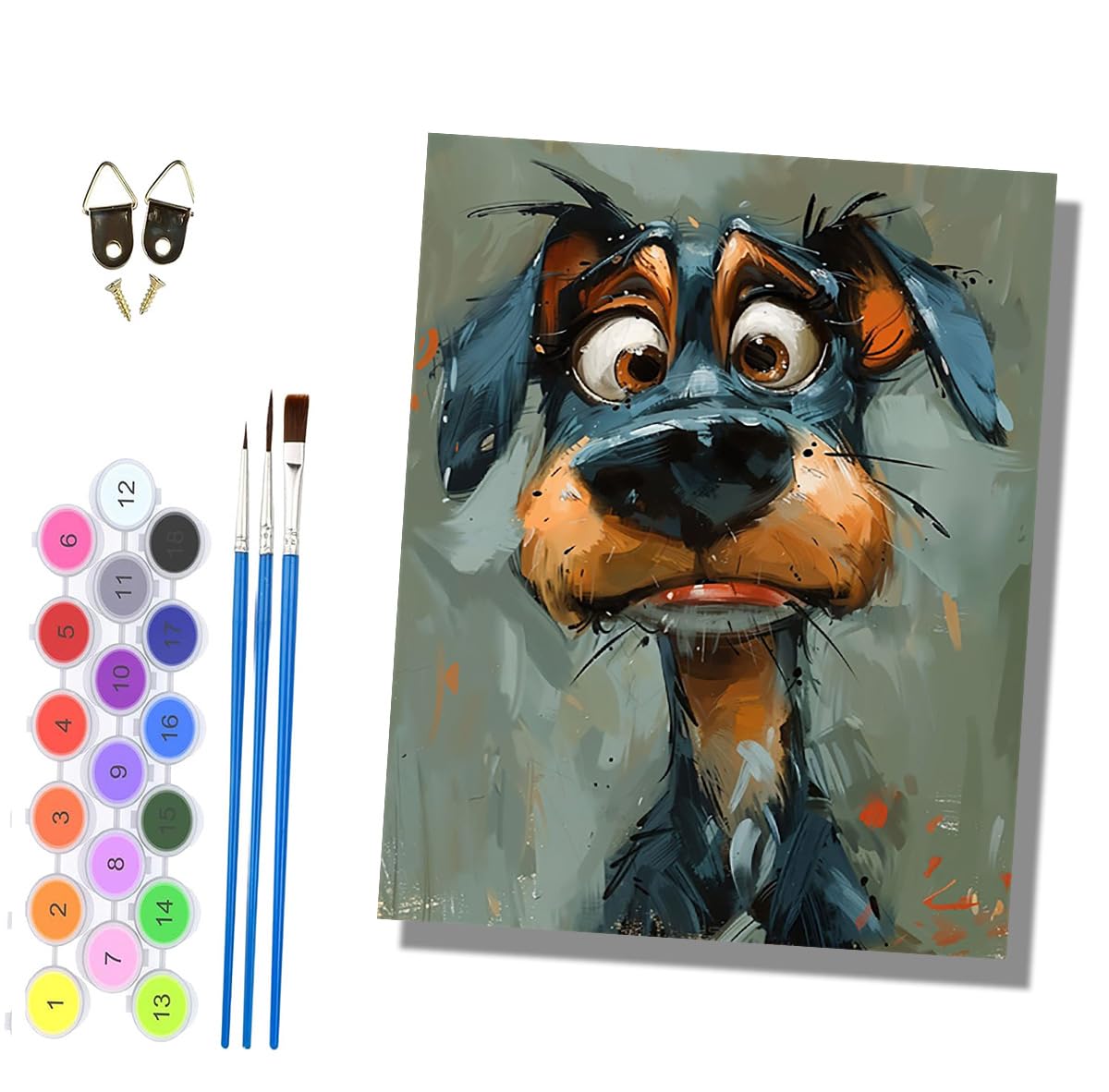 HONGPZH Paint by Numbers for Adults and Beginner Painting by Number Without Frame Oil Paintings on Canvas House Wall Decor 16x20in Innocent Puppy