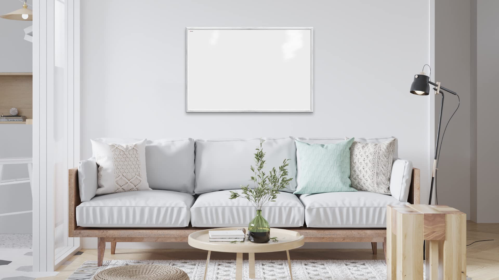 ALLboards Whiteboard mit weißem Rahmen 90x60cm Magnettafel Weiß Magnetisch, Trocken Abwischbar