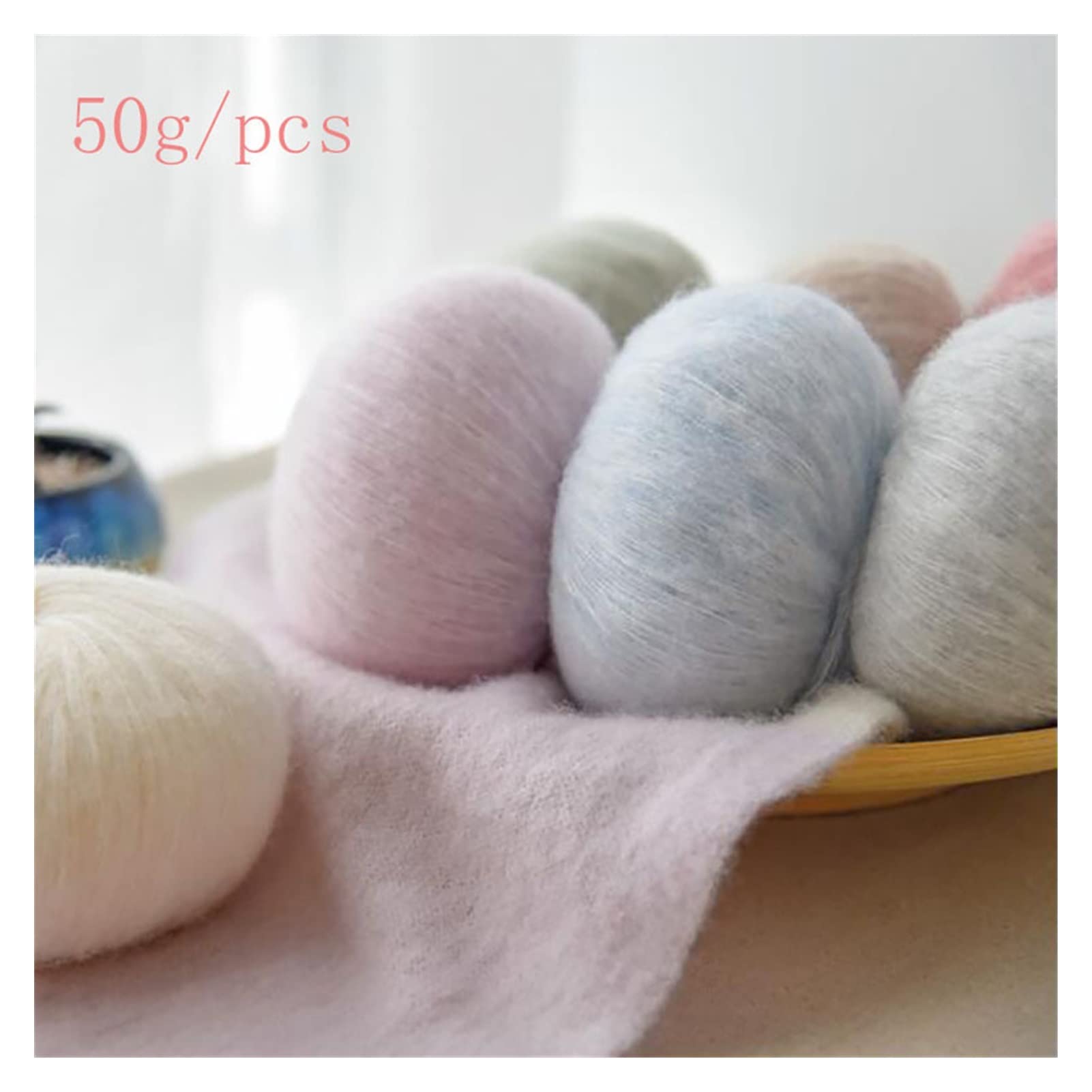 6 unids / 50 g Angola Hilado de Mohair Amoroso Hilo de Punto de Tejer Delgado suéter de bebé de Lana Suave Hilado de Ganchillo for Bufanda de Chal. Ovillos Lanas (Color : 42)
