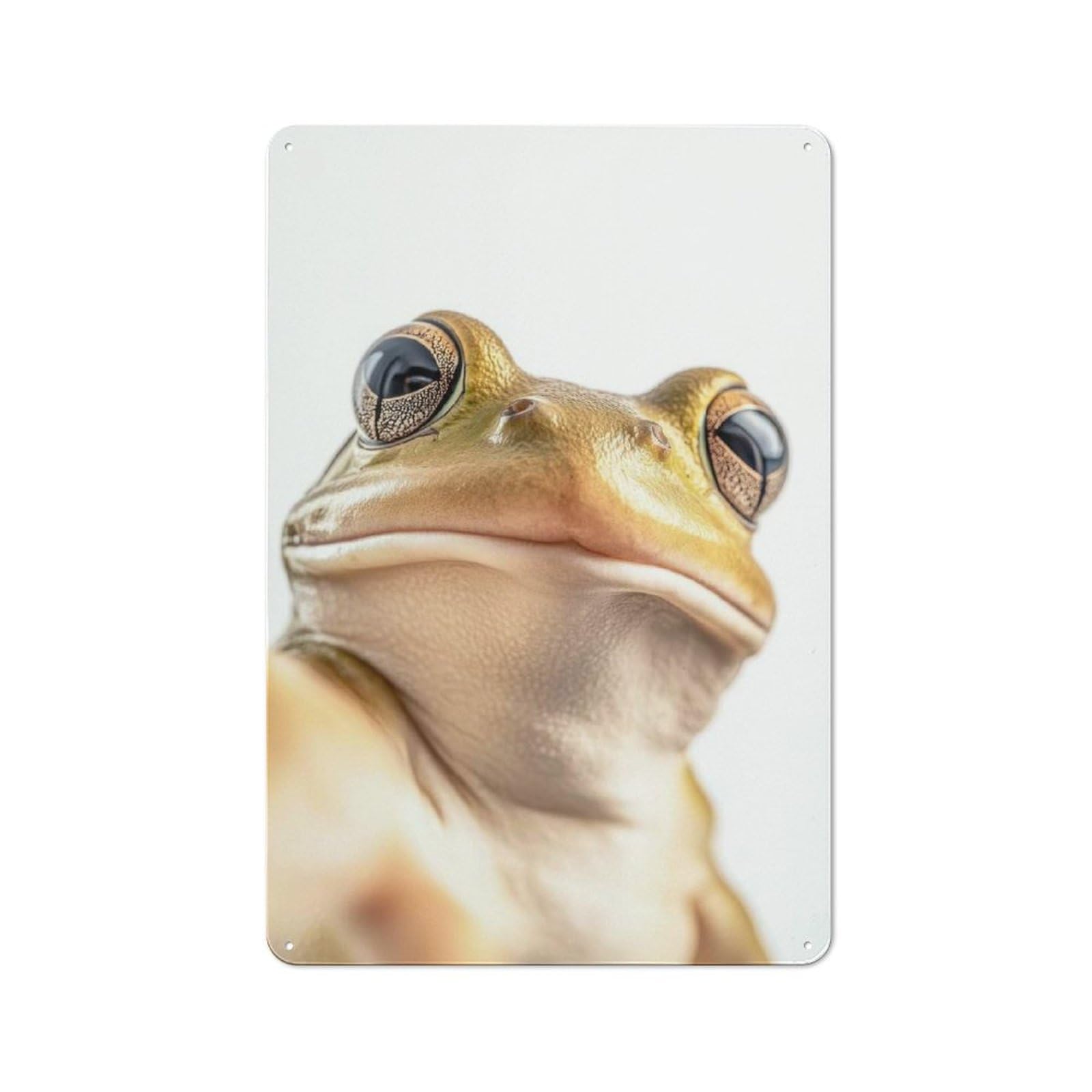 Junmoney Close-Up Frog Selfie Retro Metal Sign 30X20cm Featuring Home Bar Decor For Pub, Home Bar, Shed Or Man Cave