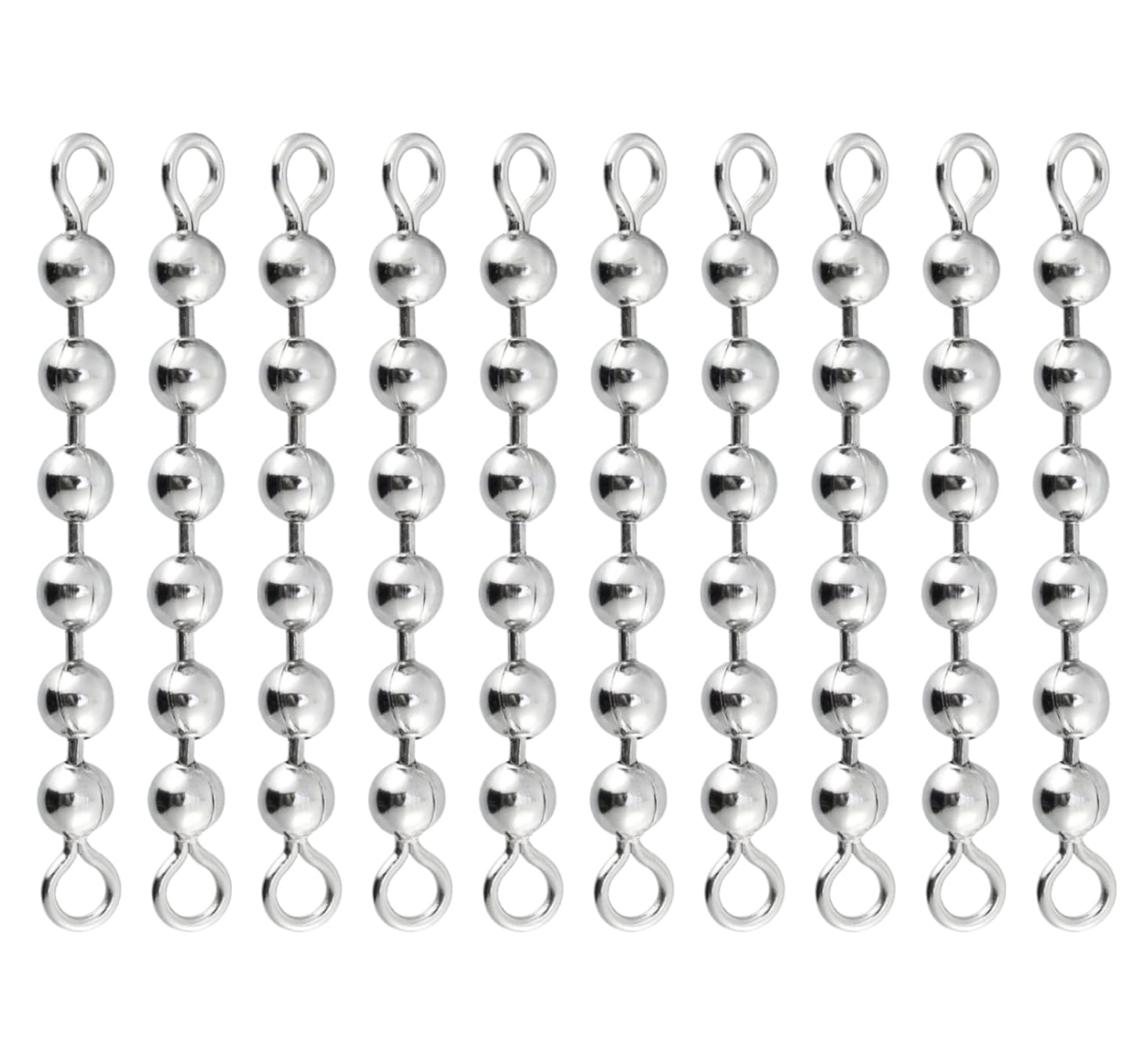 TAYCZGQL 10 Pcs Fishing Swivel Durable Stainless Steel Fishing Swivels Fish Tackle Bead Chain Anti Twist Design Smooth Rotation for Freshwater