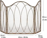 Vista 2 de Pantalla de chimenea americana, pantalla de tres pliegues, para el hogar, chimenea, barandilla de chimenea, valla de chispas ignífuga L'25.9×H'31.5