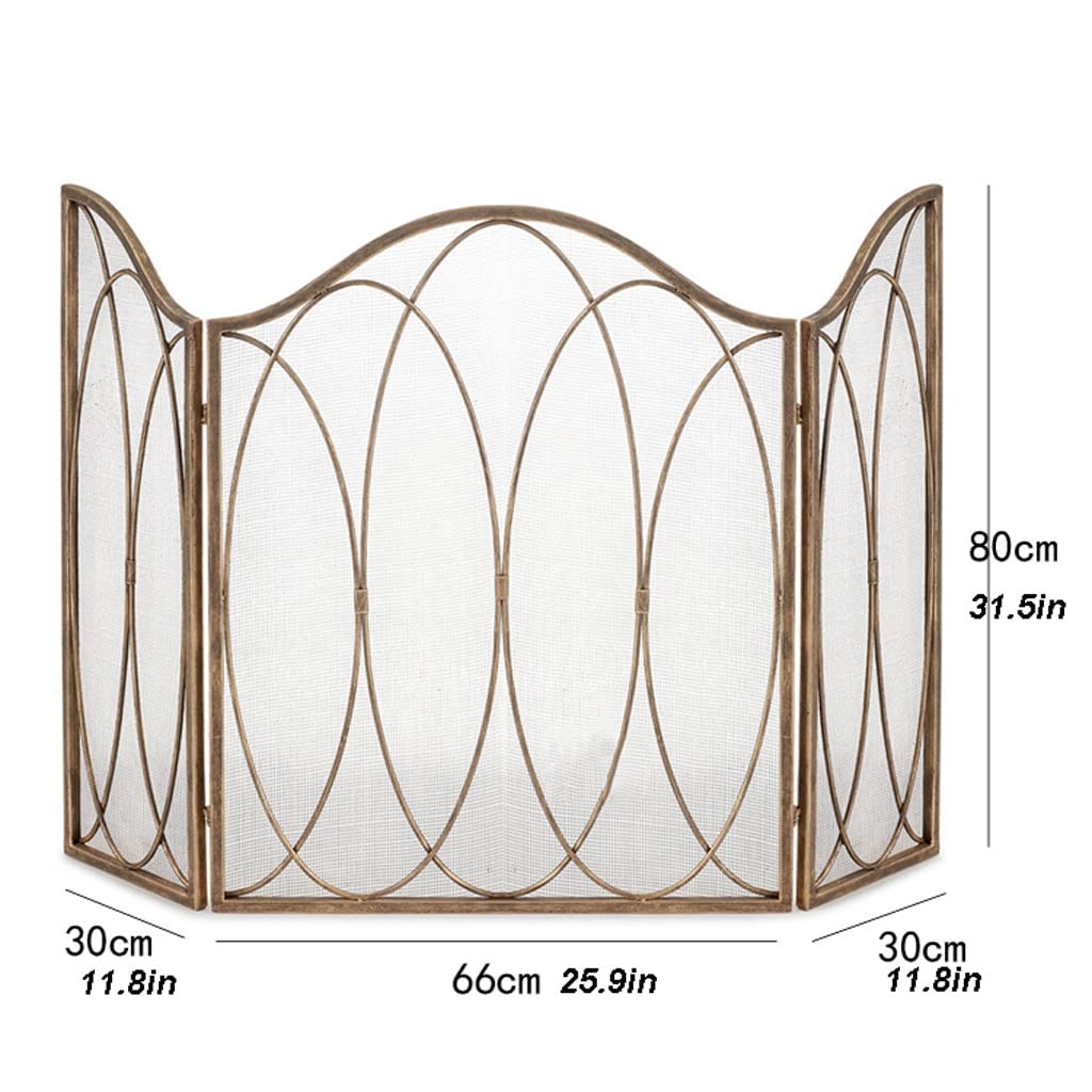 Schermi per Caminetti di Guardia Schermo del camino americano Tre fold Partition Partition Camino Camino Camino Porta Cover Net Camino Guardrail Spark Fence Recinzione I 25.9 × H'31.5 Accessori per Ca