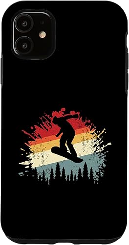 Funda retro para iPhone 11 Snowboarder Snowboard Snowboard