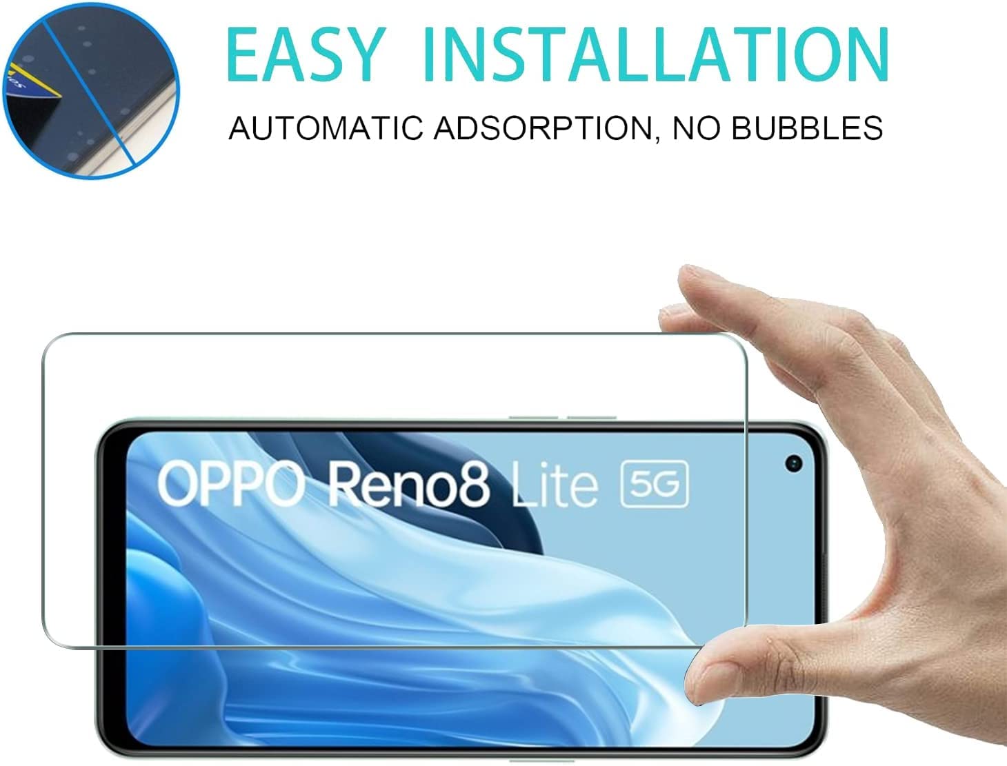 Pokolan 3 Pezzi Vetro Temperato pour OPPO Reno 8 5G, Reno 8 lite 5G Pellicola Protettiva, Durezza 9H, HD Chiaro, Senza Bolle, Anti Graffio, Ultra Resistente